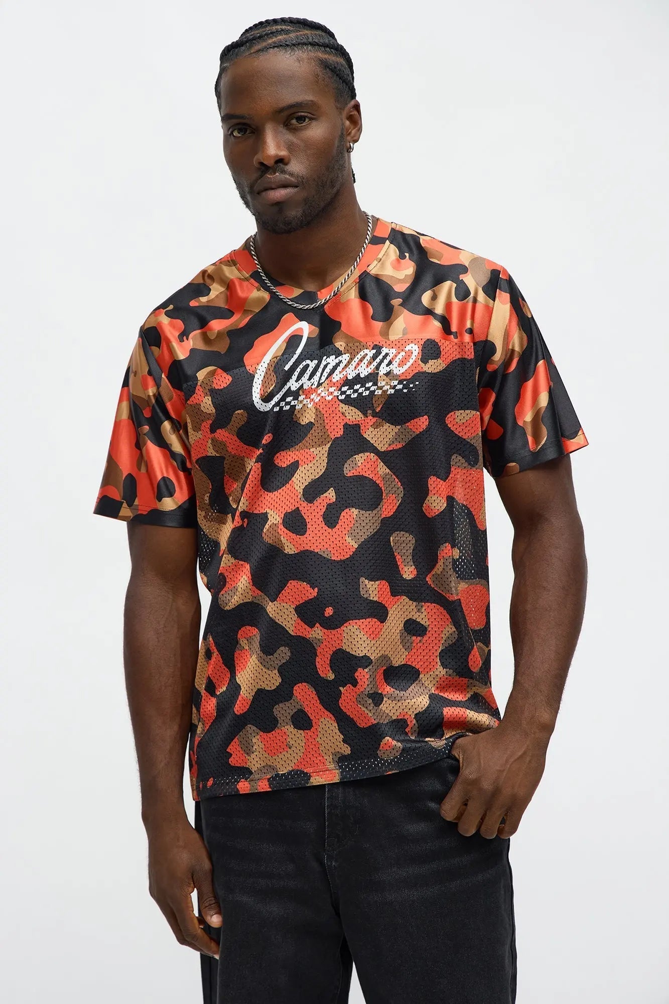 Camaro Combat Print Mesh Jersey - Orange/combo