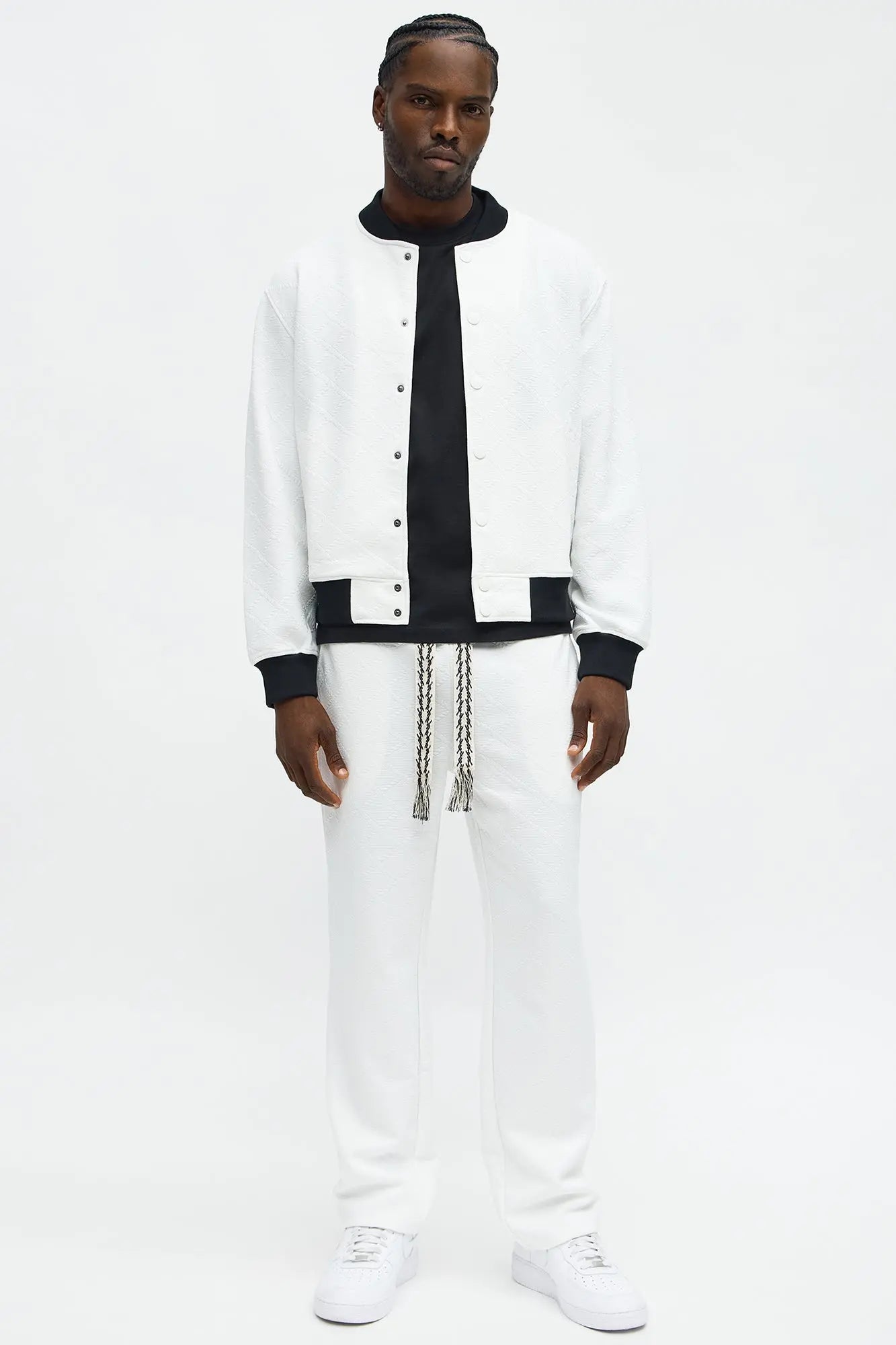 Duke Textured Bomber Jacket - Off White