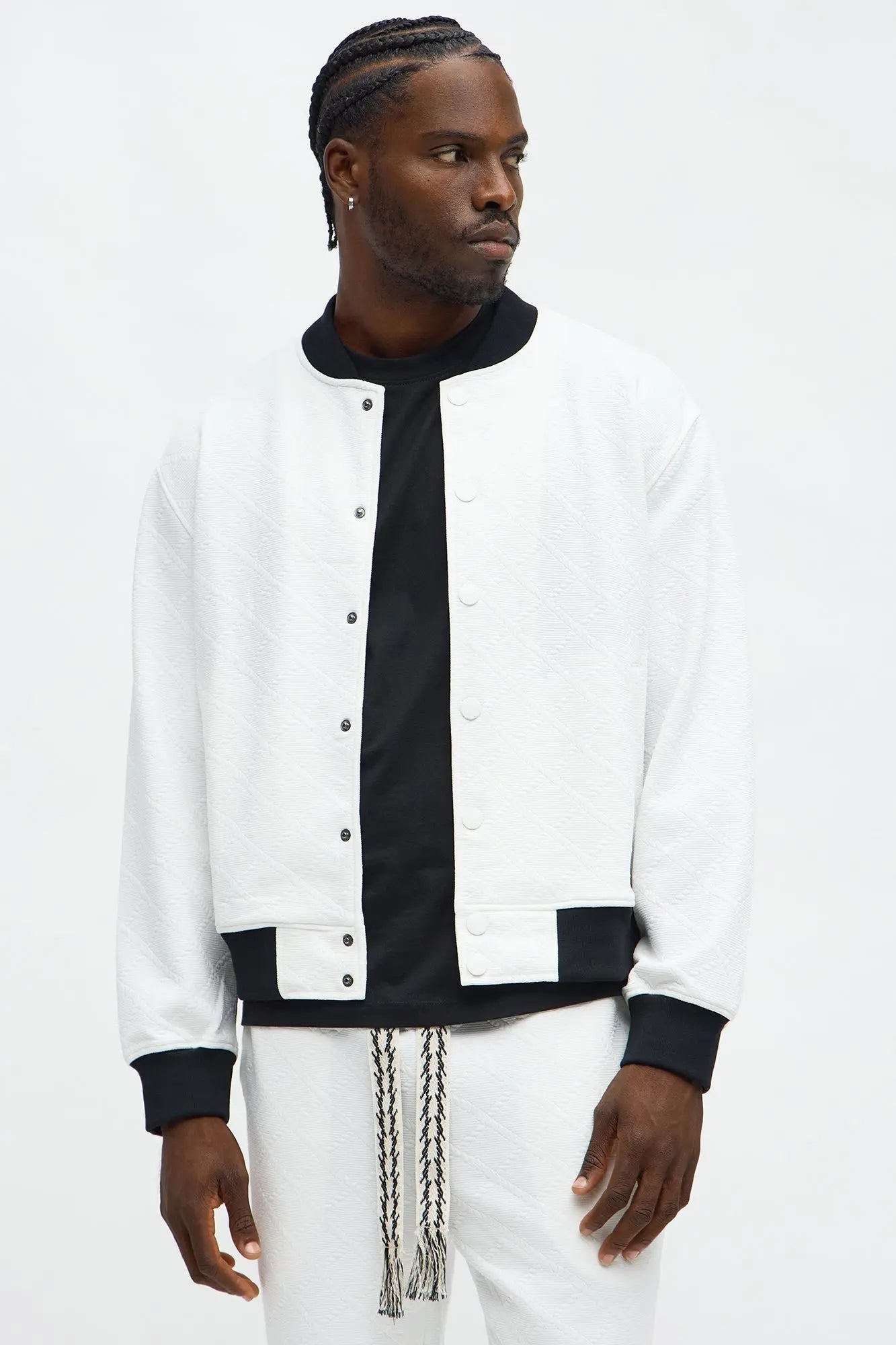 Duke Textured Bomber Jacket - Off White