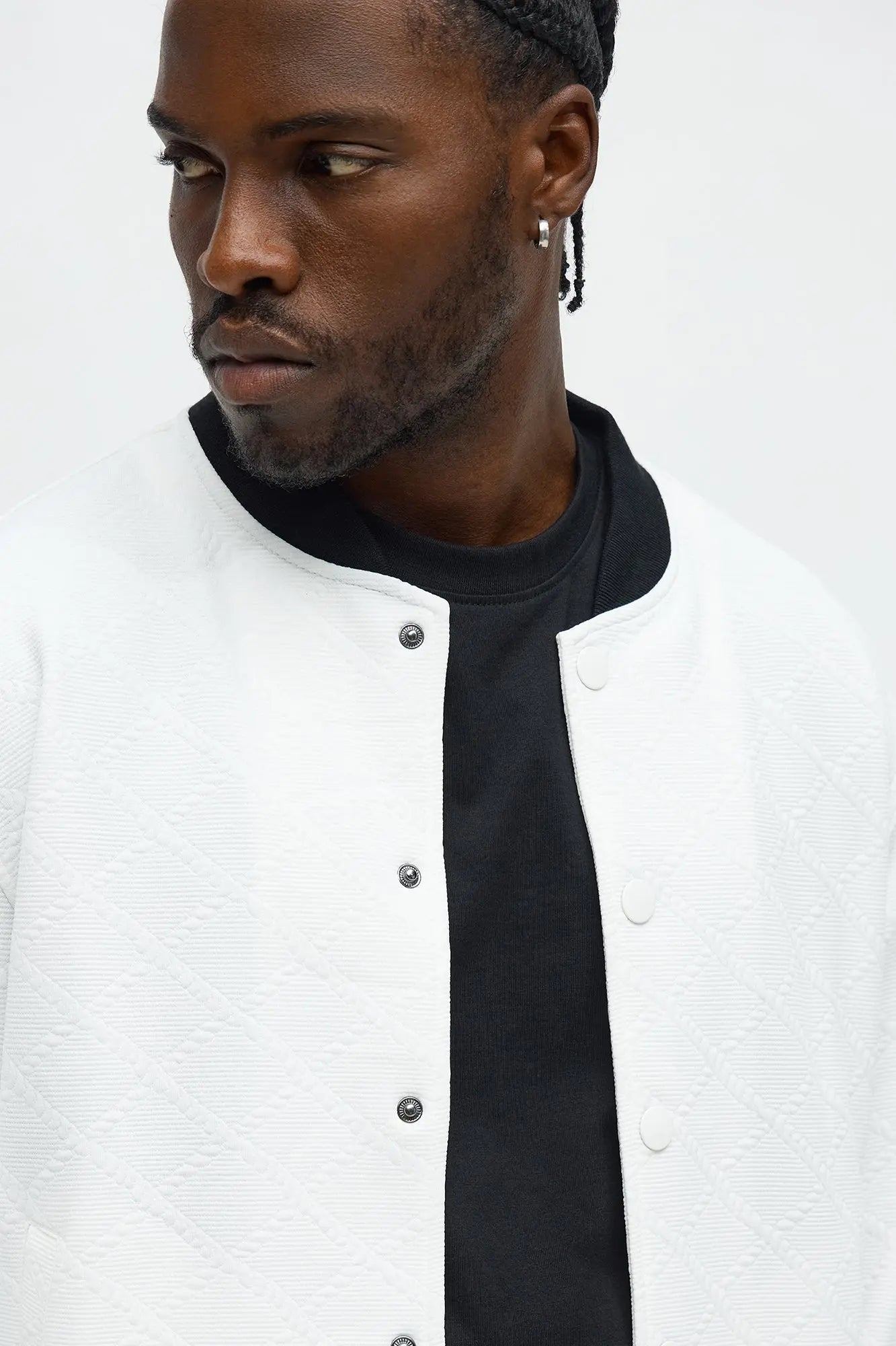Duke Textured Bomber Jacket - Off White
