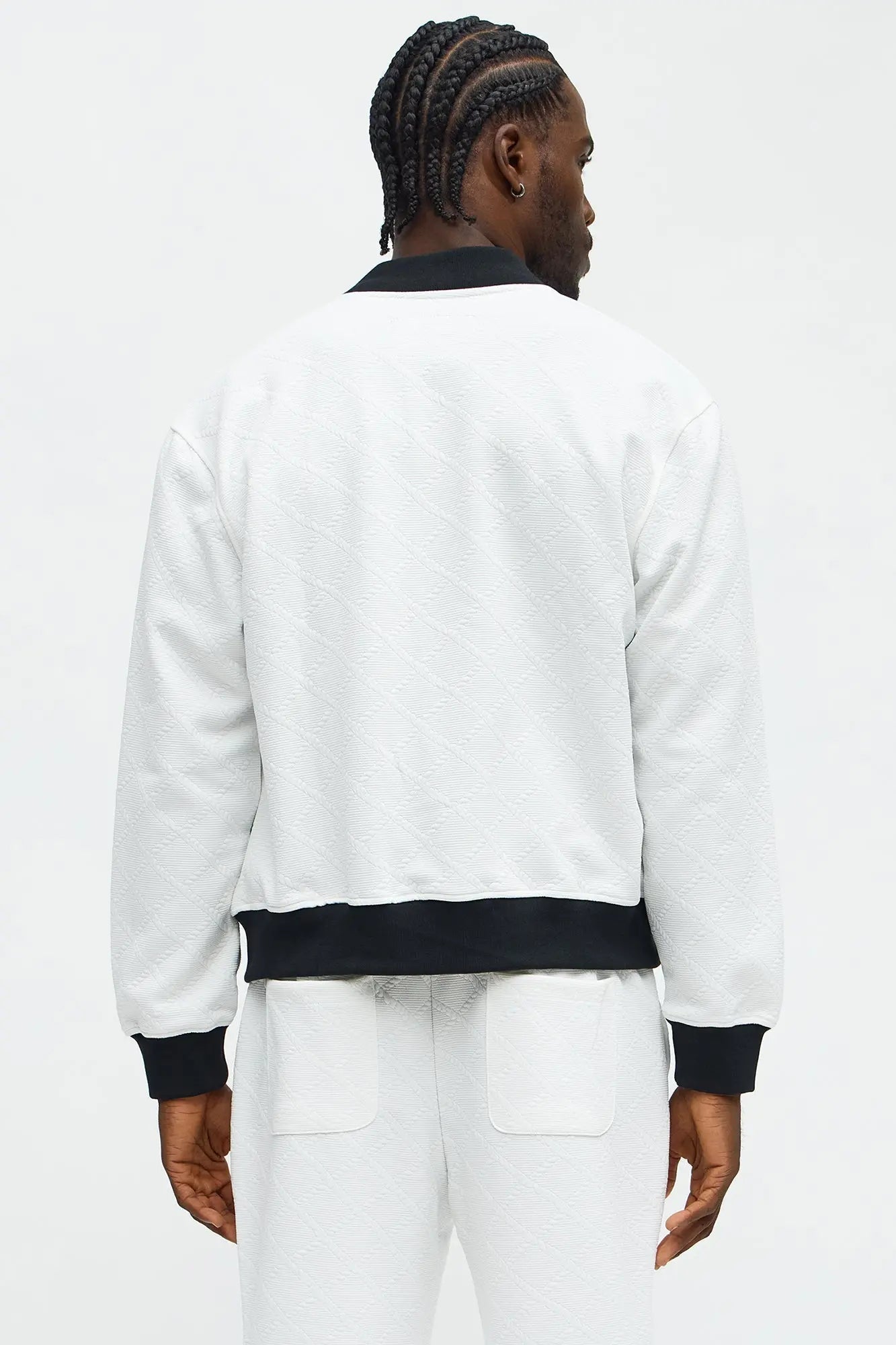 Duke Textured Bomber Jacket - Off White