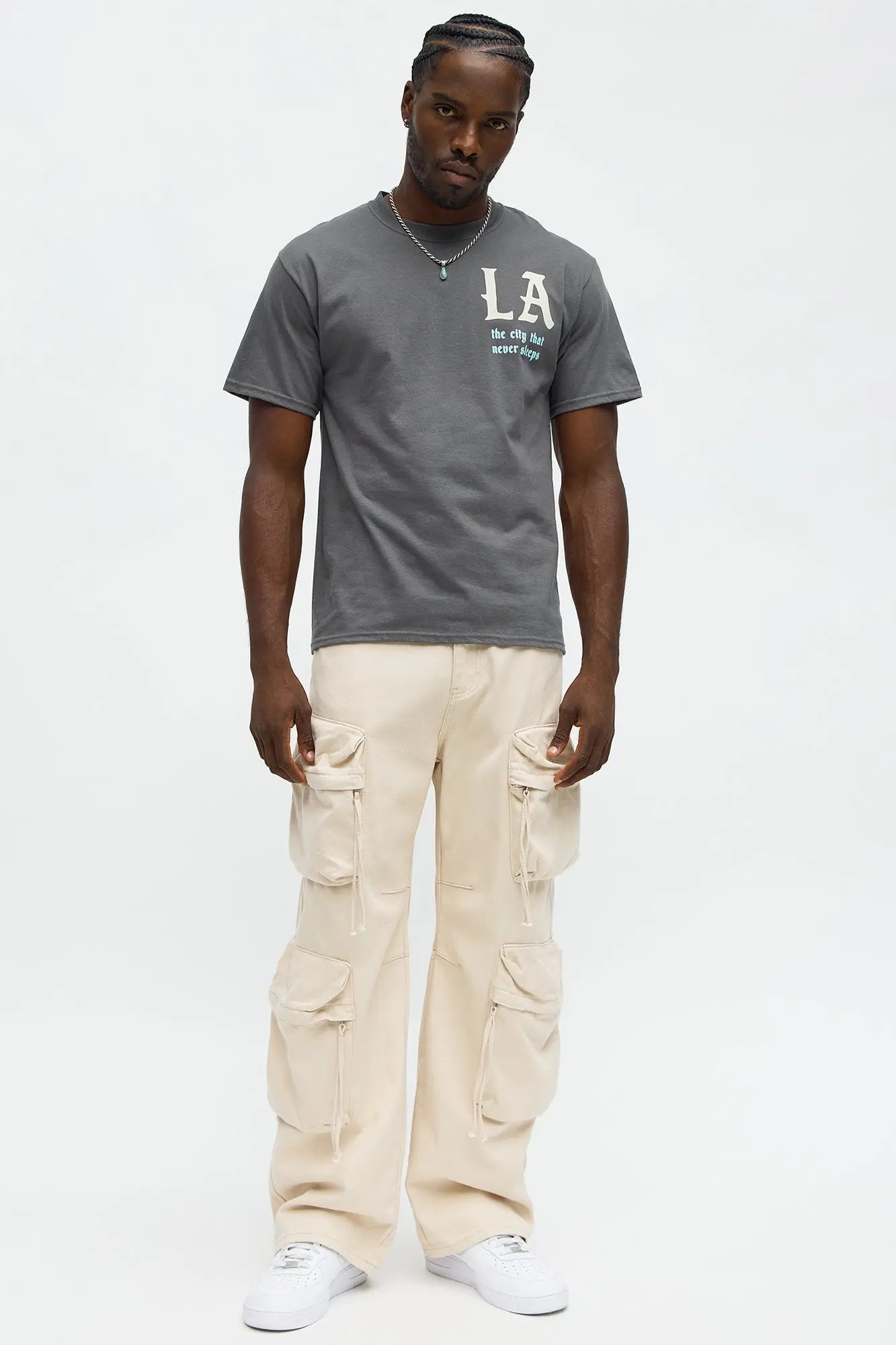 LA Never Sleeps Short Sleeve Tee - Charcoal
