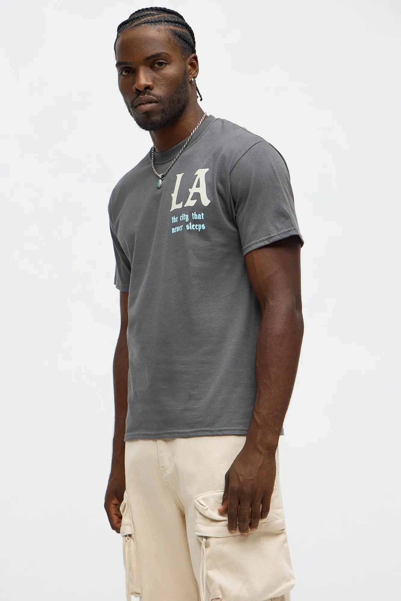 LA Never Sleeps Short Sleeve Tee - Charcoal