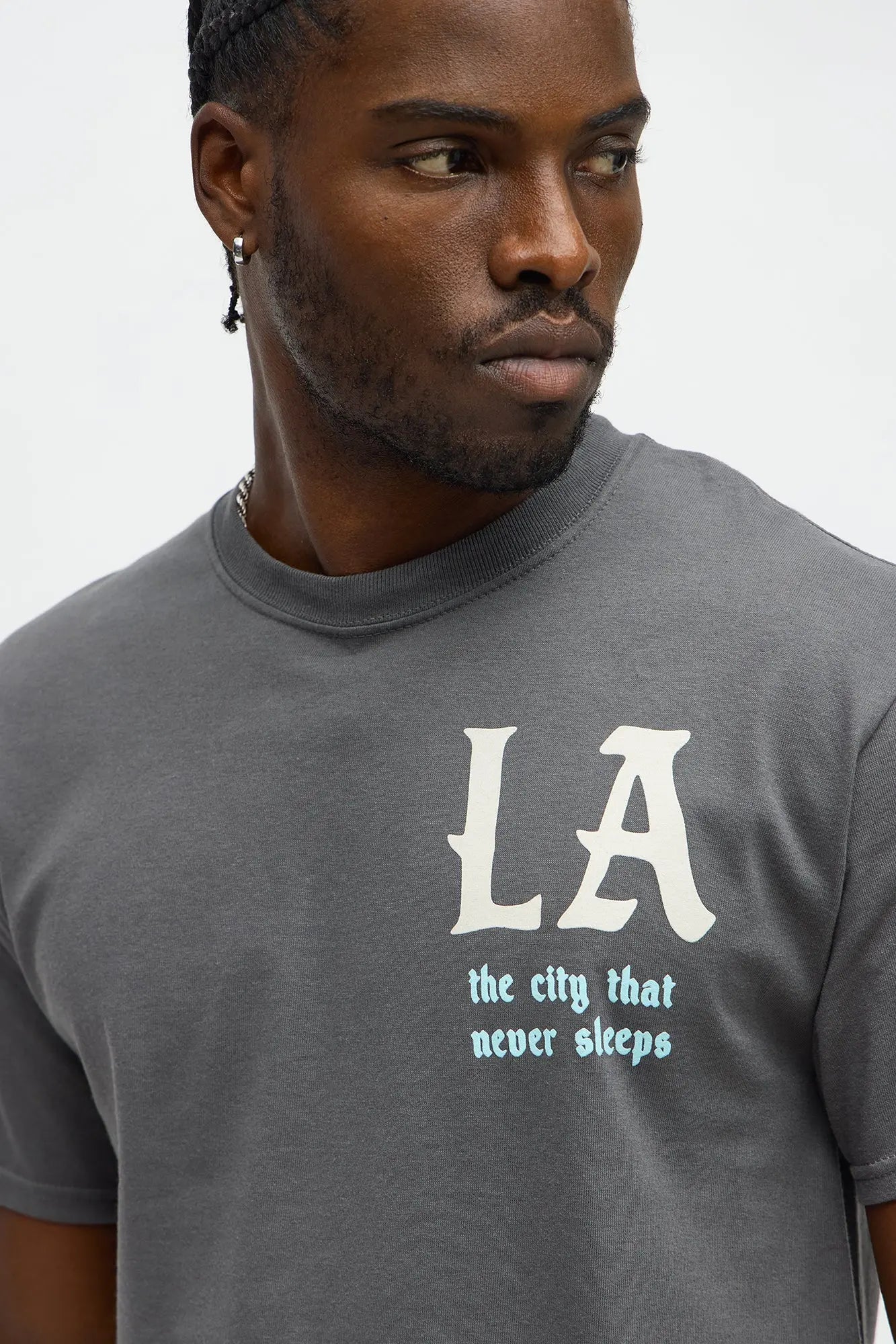LA Never Sleeps Short Sleeve Tee - Charcoal