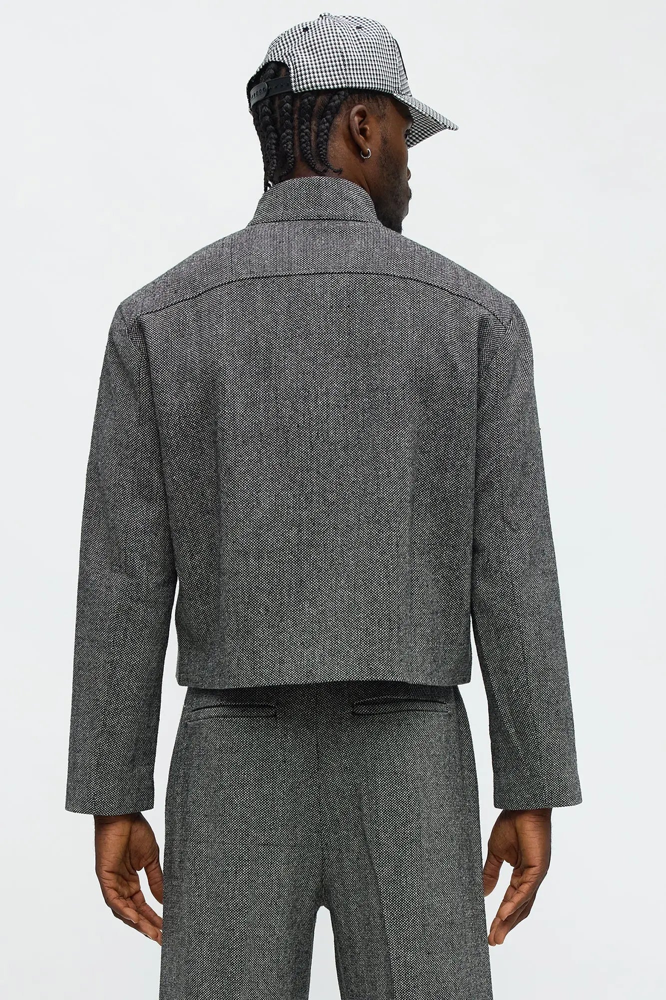 Textured Zip Moto Blazer - Black/combo