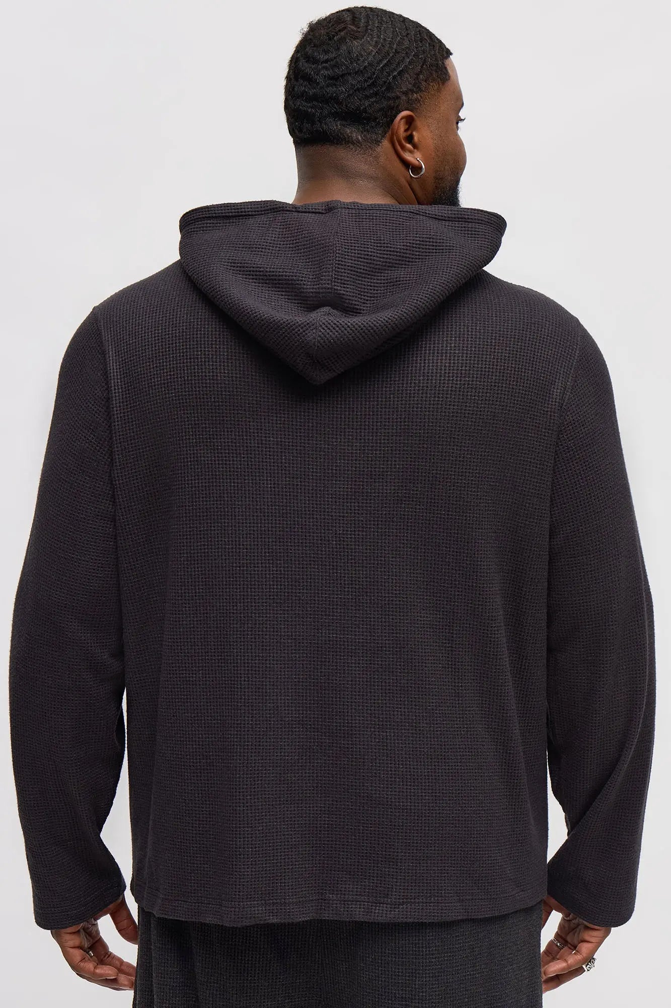 Cozy Waffle Textured Hoodie - Charcoal