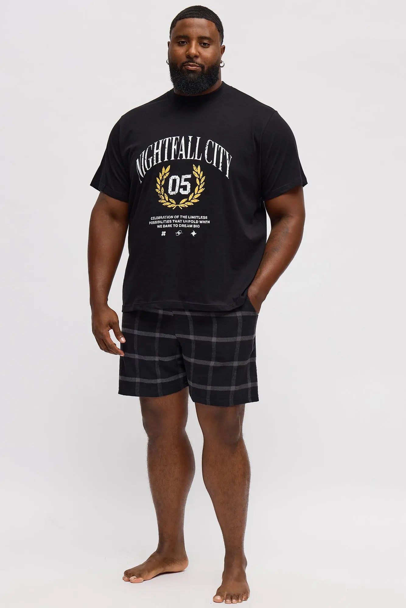 Night Fall Matching Lounge Short Set - Black
