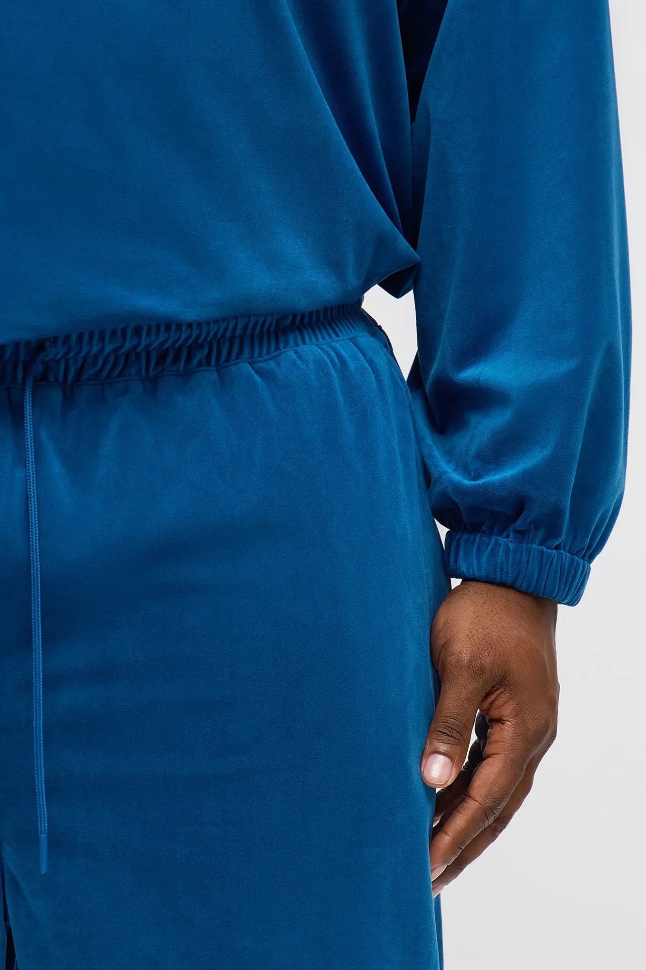 Baggy Velvety Velour Pant - Blue