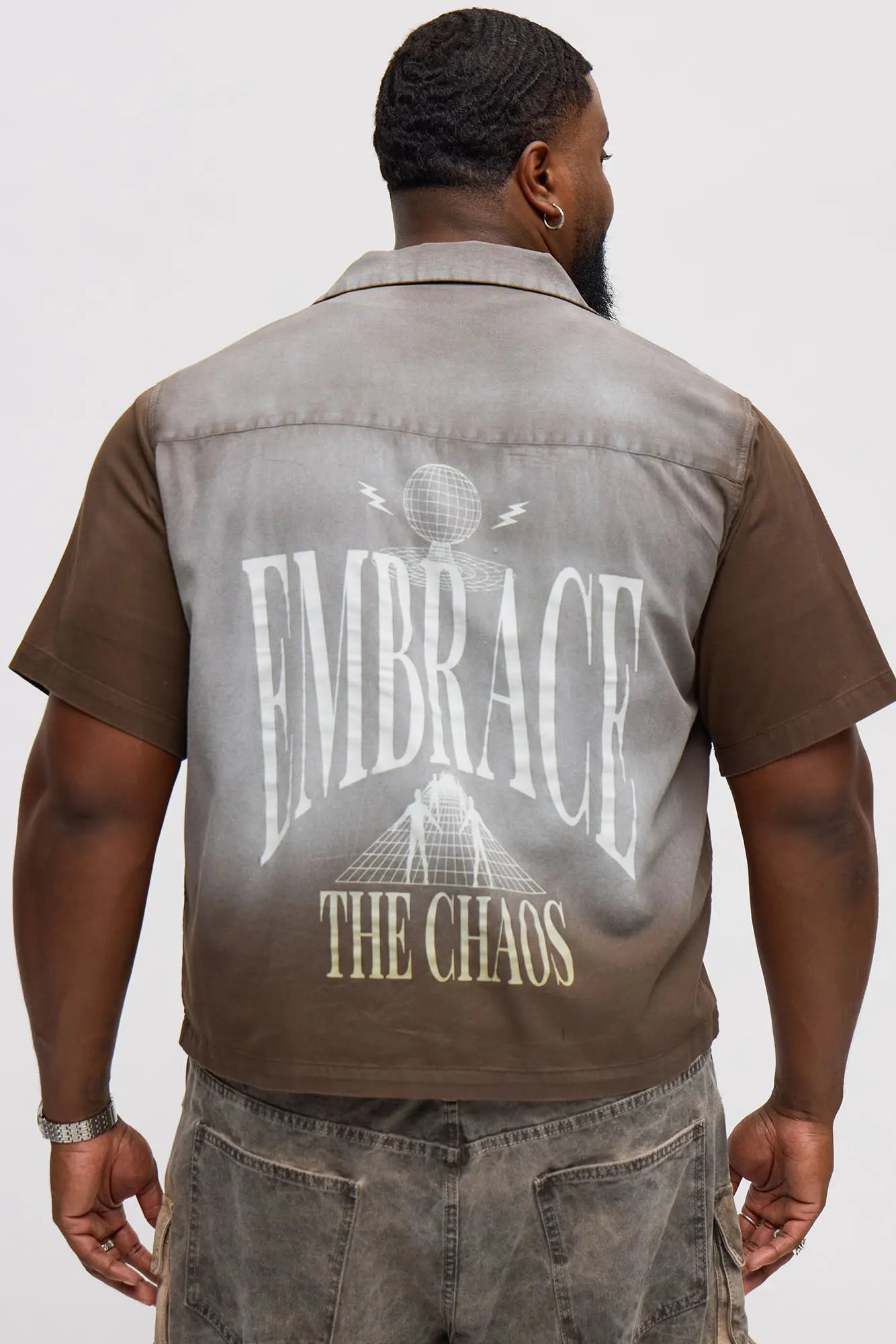 Embrace Washed Fabric Button Up - Brown