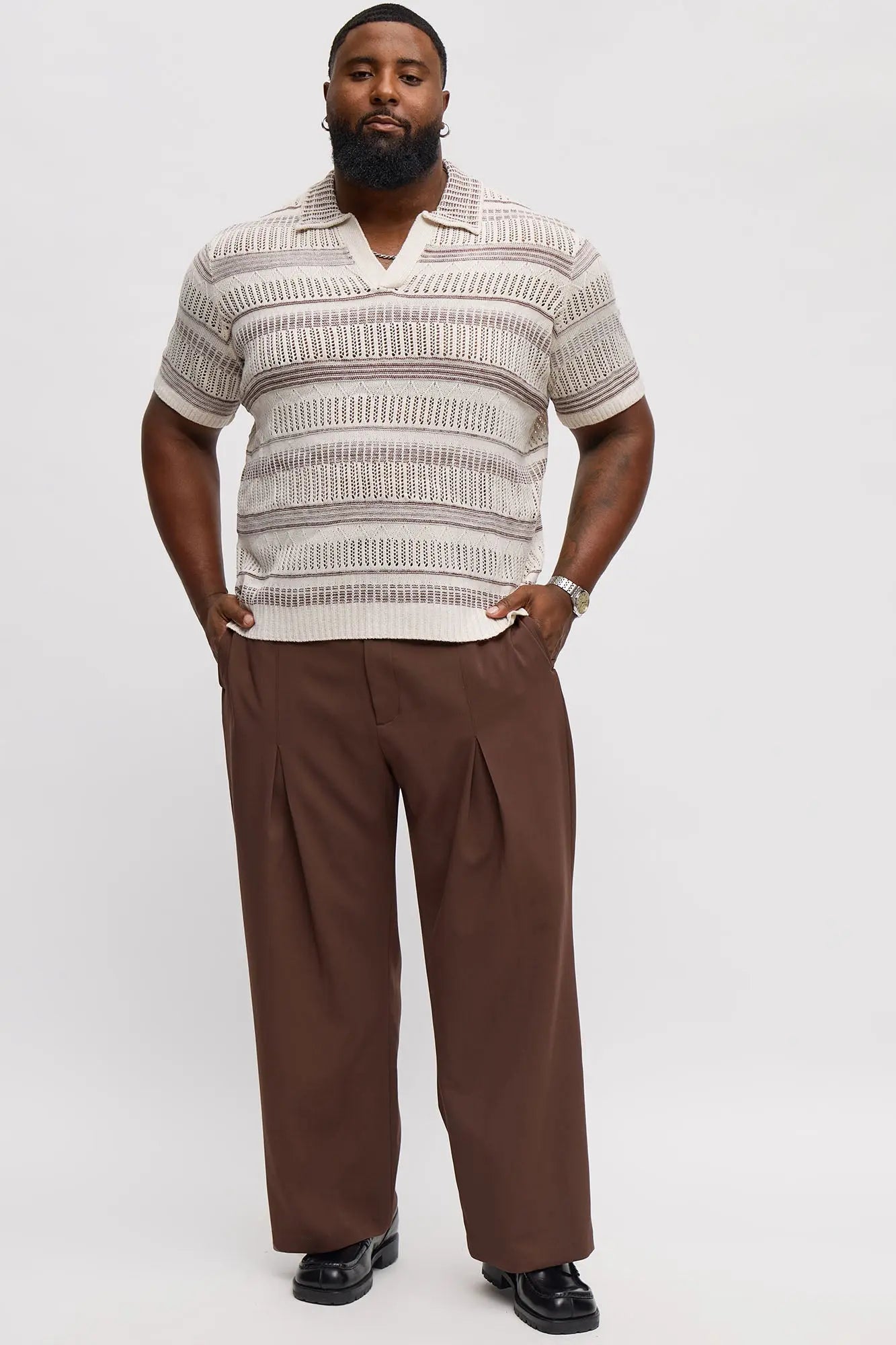 Sunny Day Open Knit Jonny Collar Polo - Multi Color