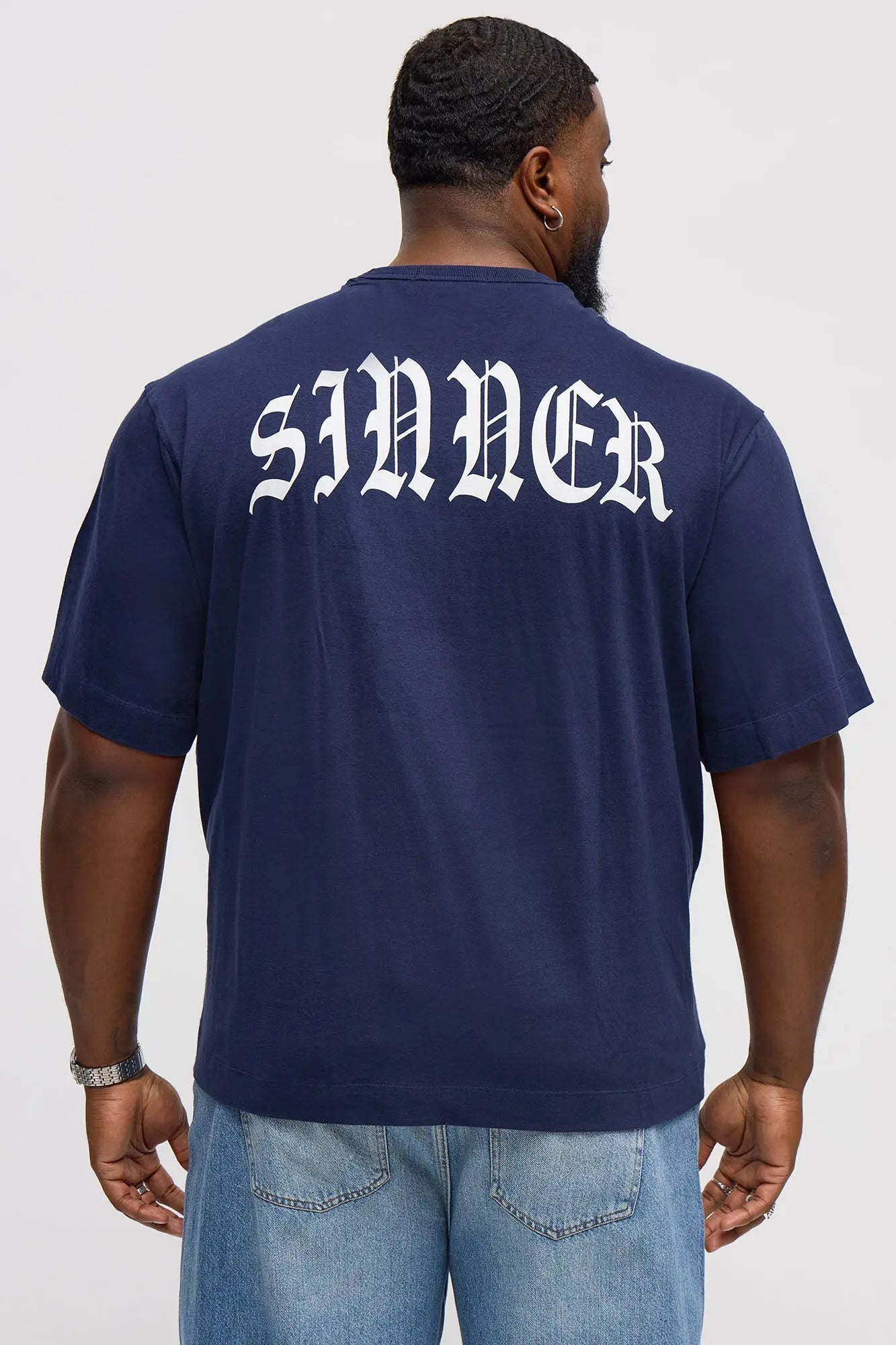 Sinner Front Back Tee - Navy