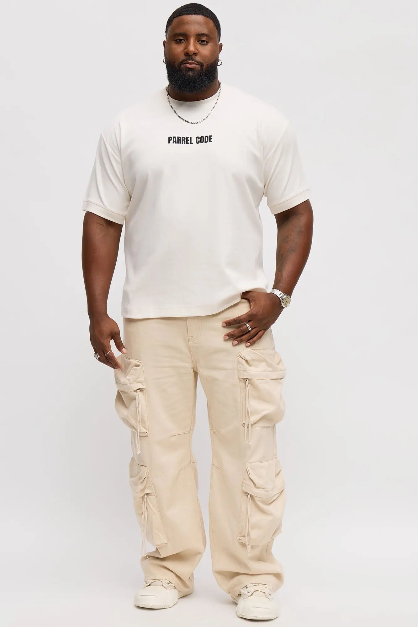 Cropped Parrel Code Everyday Tee - Off White