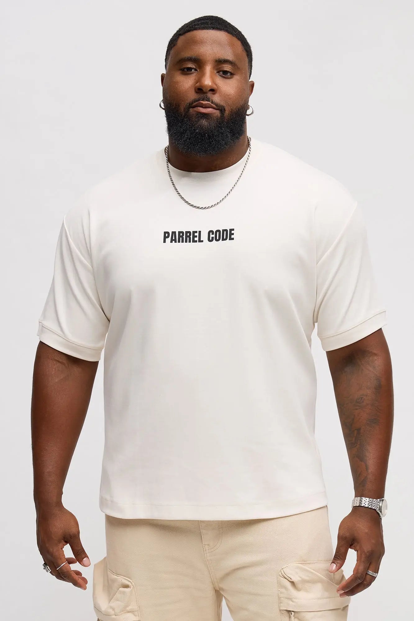 Cropped Parrel Code Everyday Tee - Off White