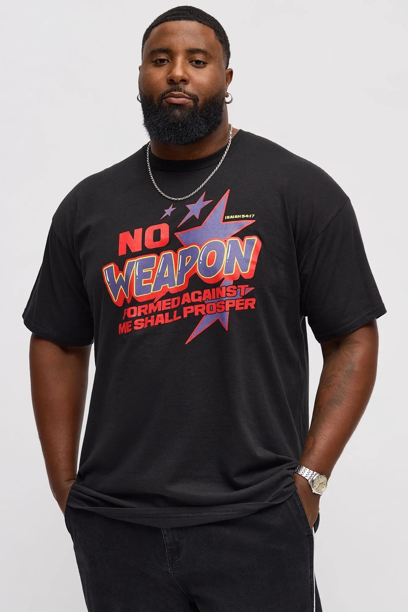 Isaiah 54 Verse 17 NJKV Short Sleeve Tee - Black