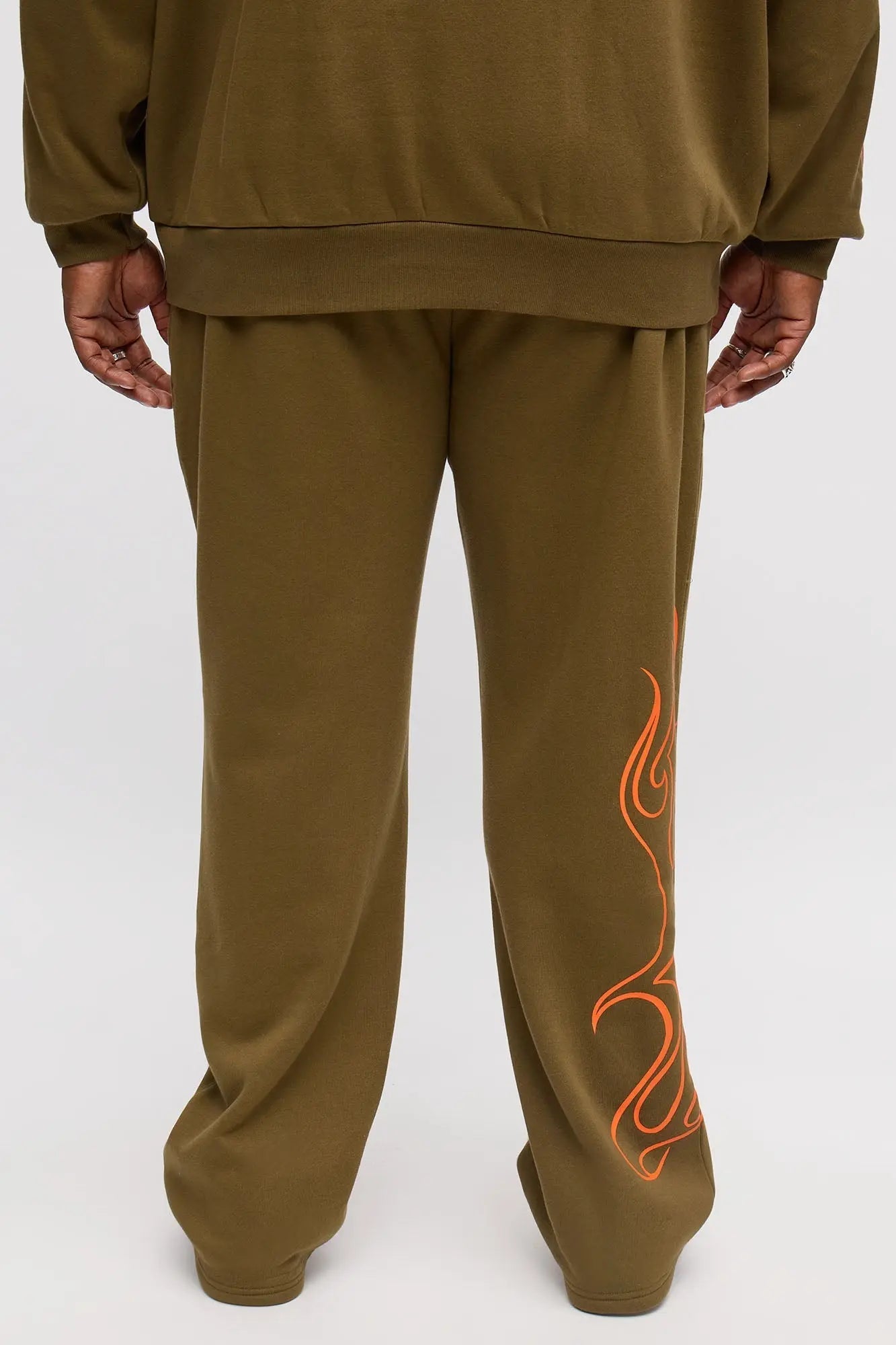Von Dutch Fire Logo Baggy Sweatpants - Olive