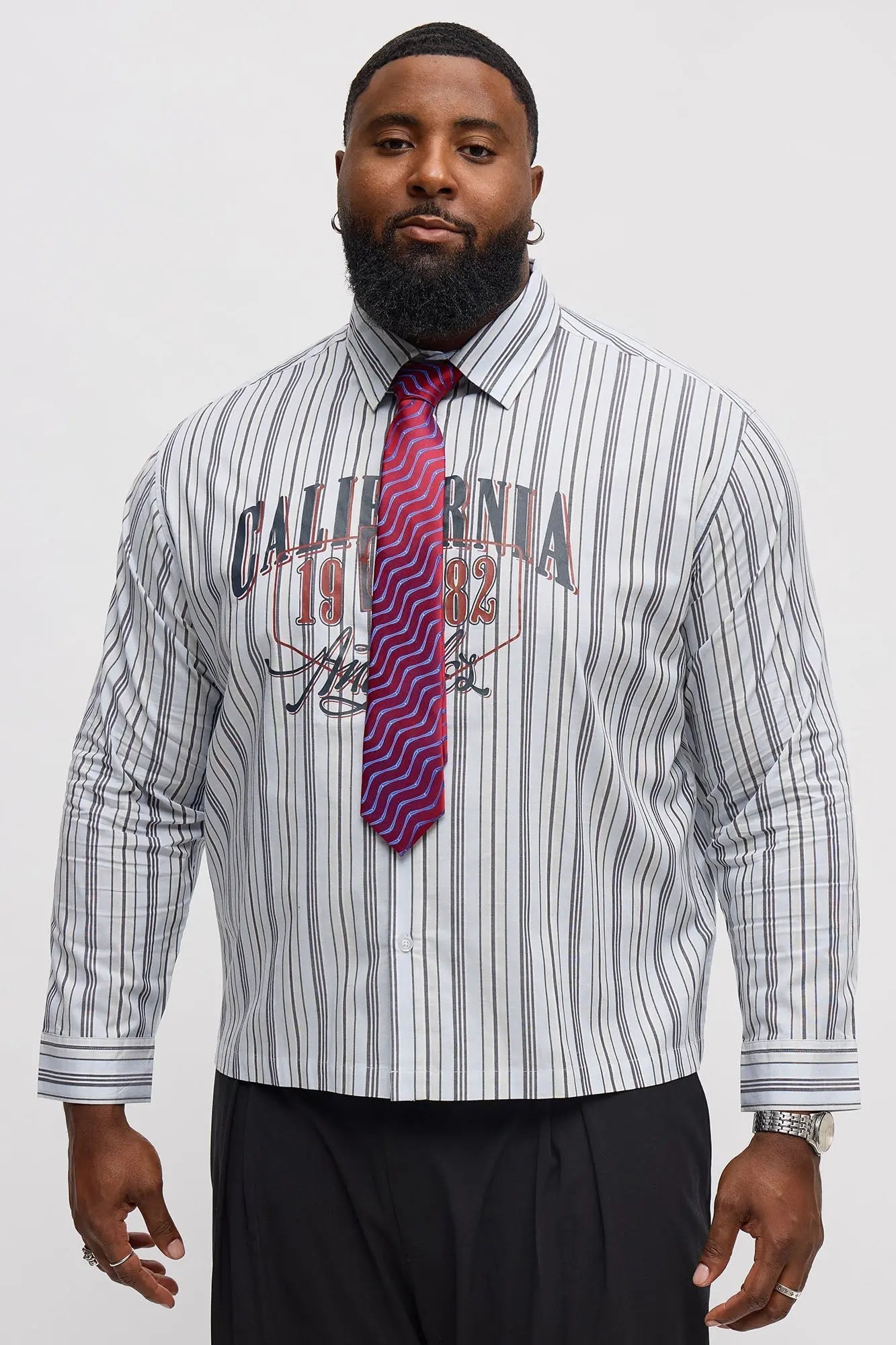 California 1932 Long Sleeve Shirt With Tie - Blue/combo