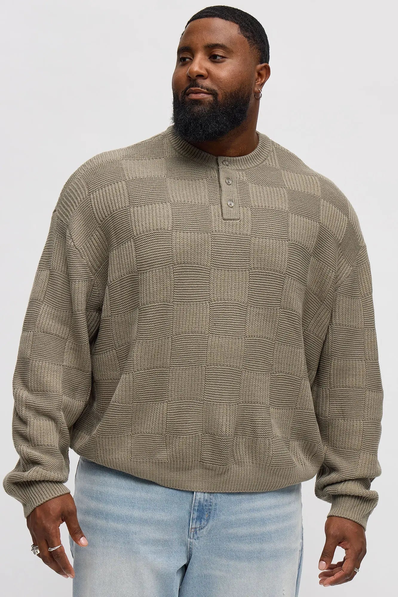 Cropped Hearth And Hem 3 Button Sweater - Green