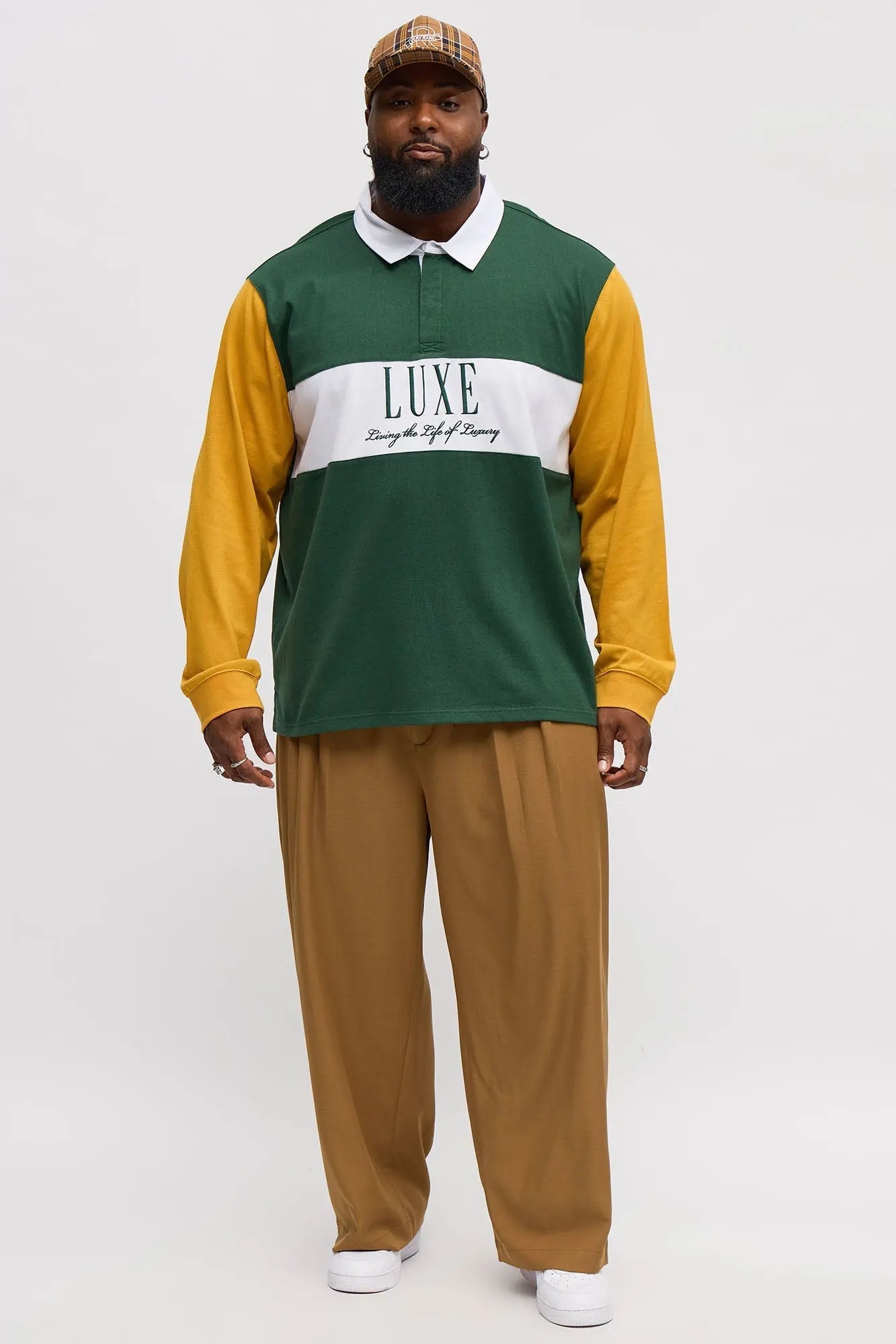 Luxe Long Sleeve Polo - Green/combo