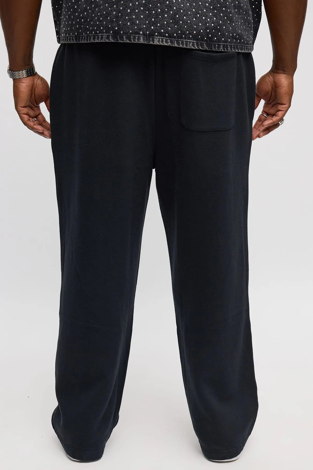 Straight Cowboy Rhinestone Sweatpants - Black Wash