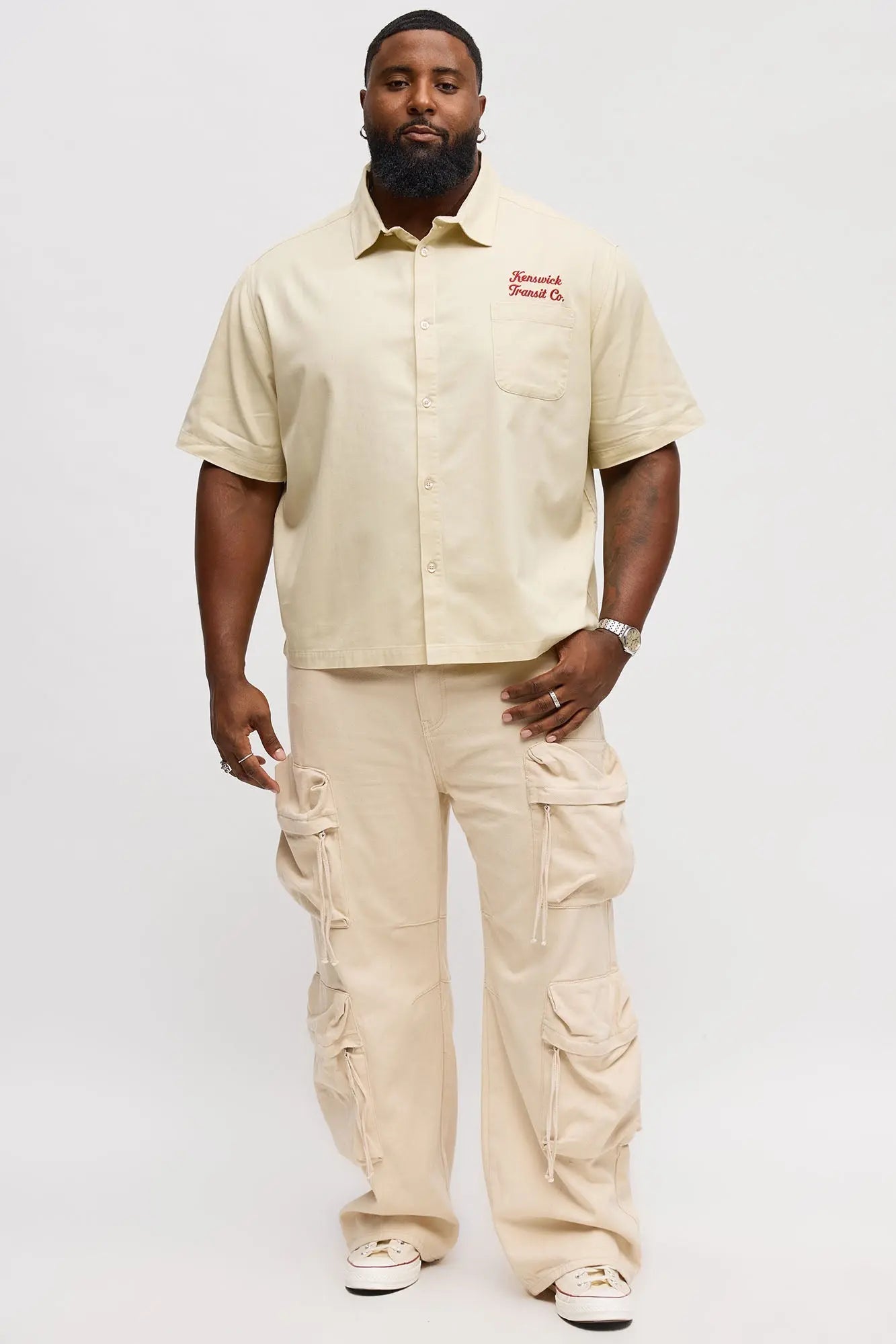 Kenswik Short Sleeve Button Up Shirt - Tan