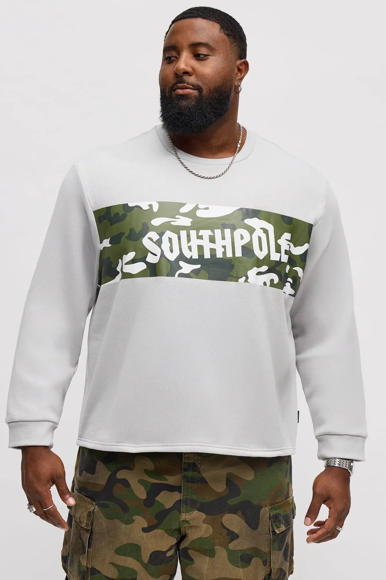 Southpole Camo Panel Hoodie - Grey