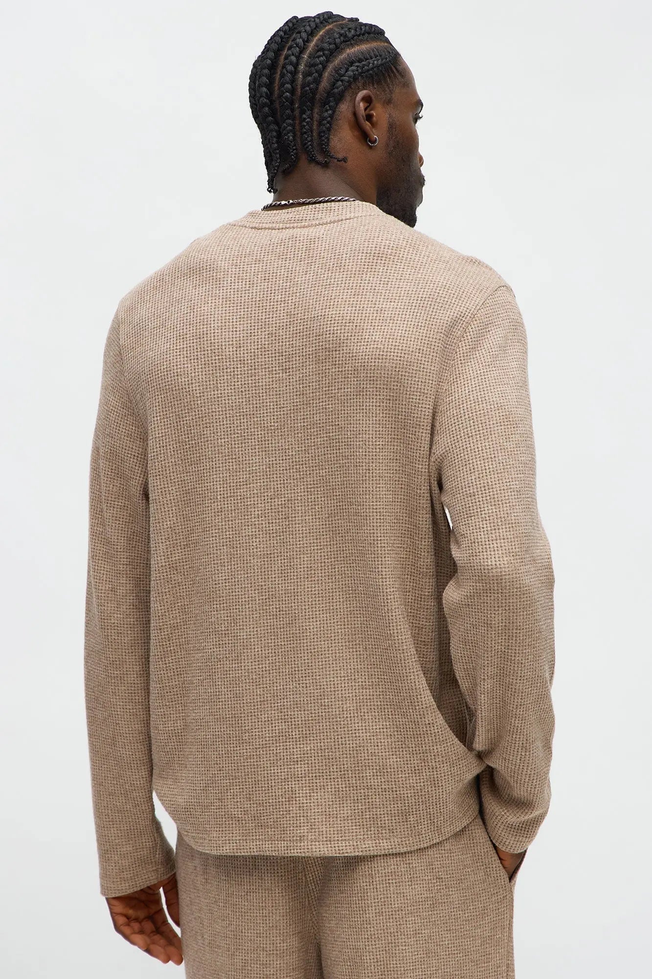 Cozy Waffle Thermal Long Sleeve Shirt - Tan