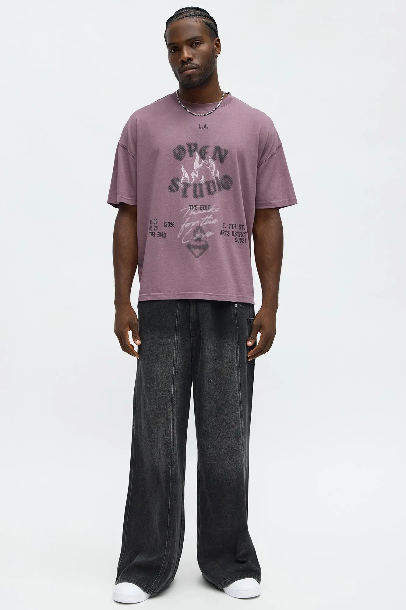 Open Studio Oversized Short Sleeve Tee - Purple