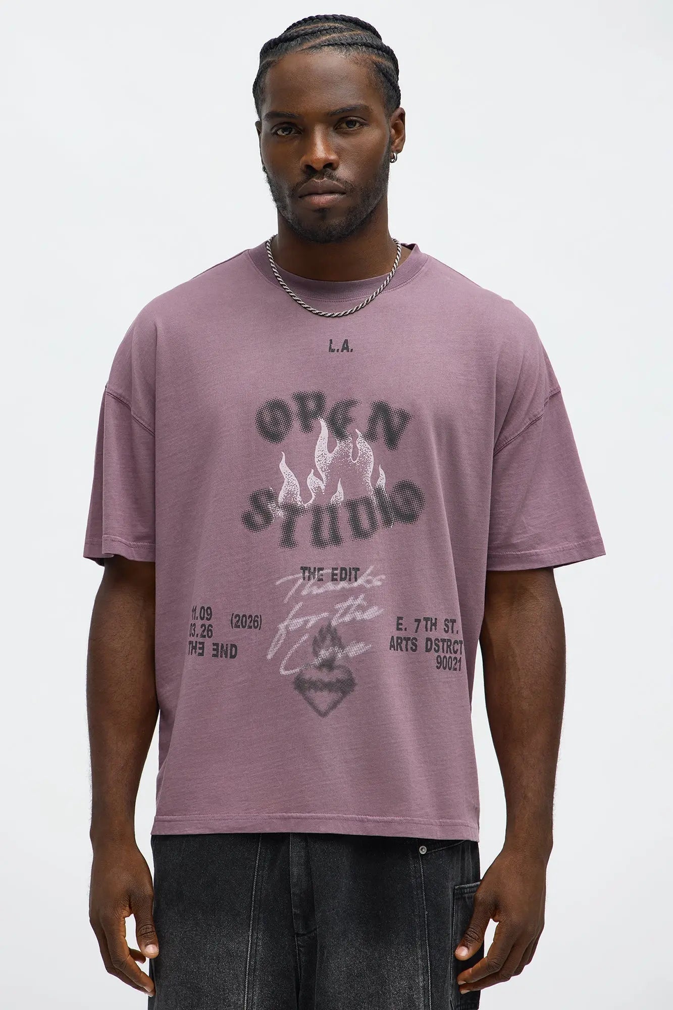 Open Studio Oversized Short Sleeve Tee - Purple