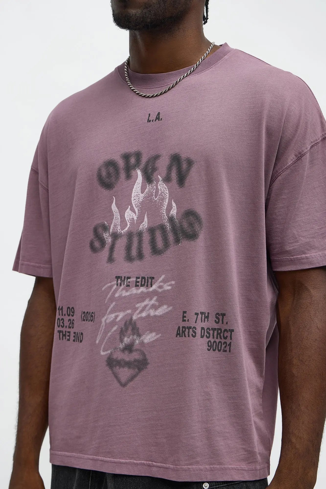 Open Studio Oversized Short Sleeve Tee - Purple