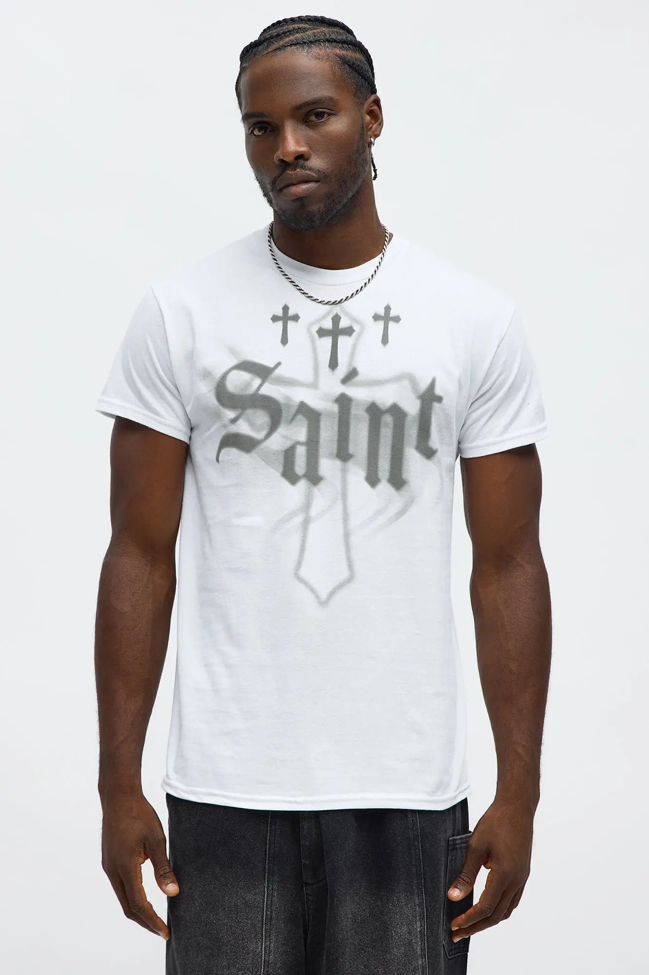 Saint Crosses Oversized Short Sleeve Tee - White