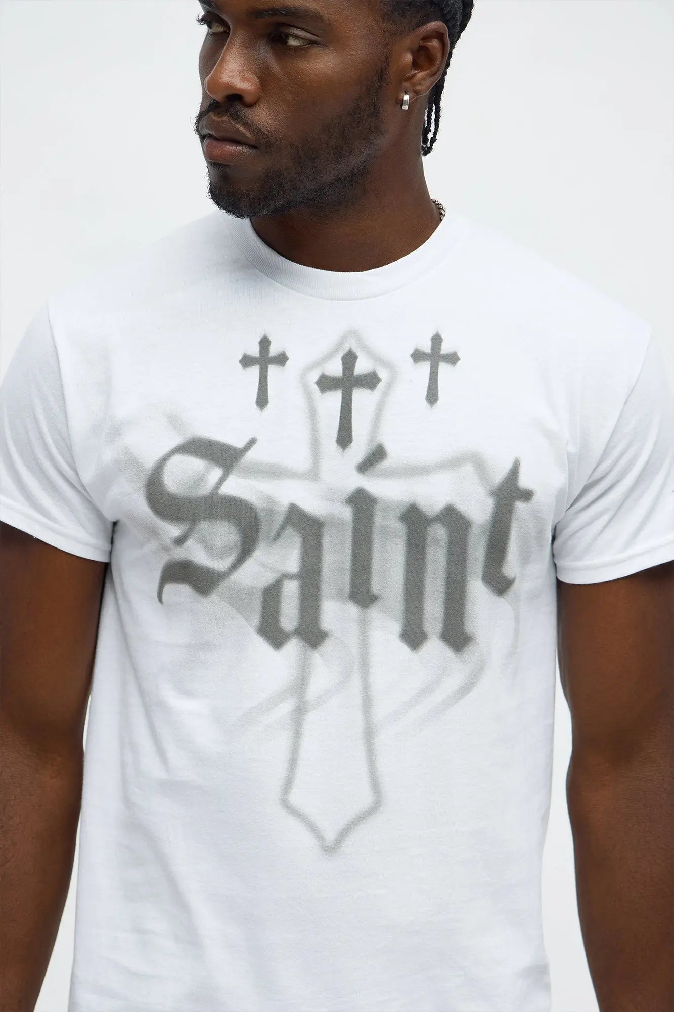 Saint Crosses Oversized Short Sleeve Tee - White