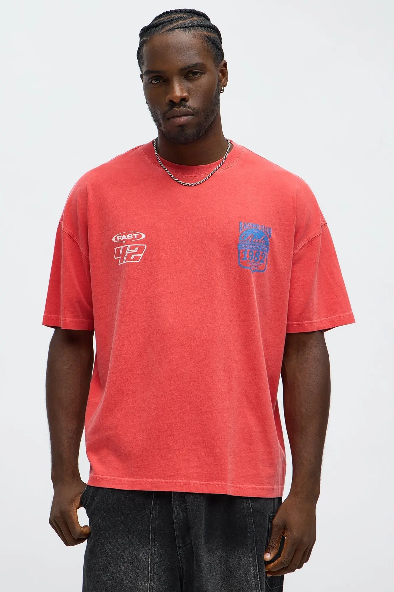 Push Limits Oversized Short Sleeve Tee - Red