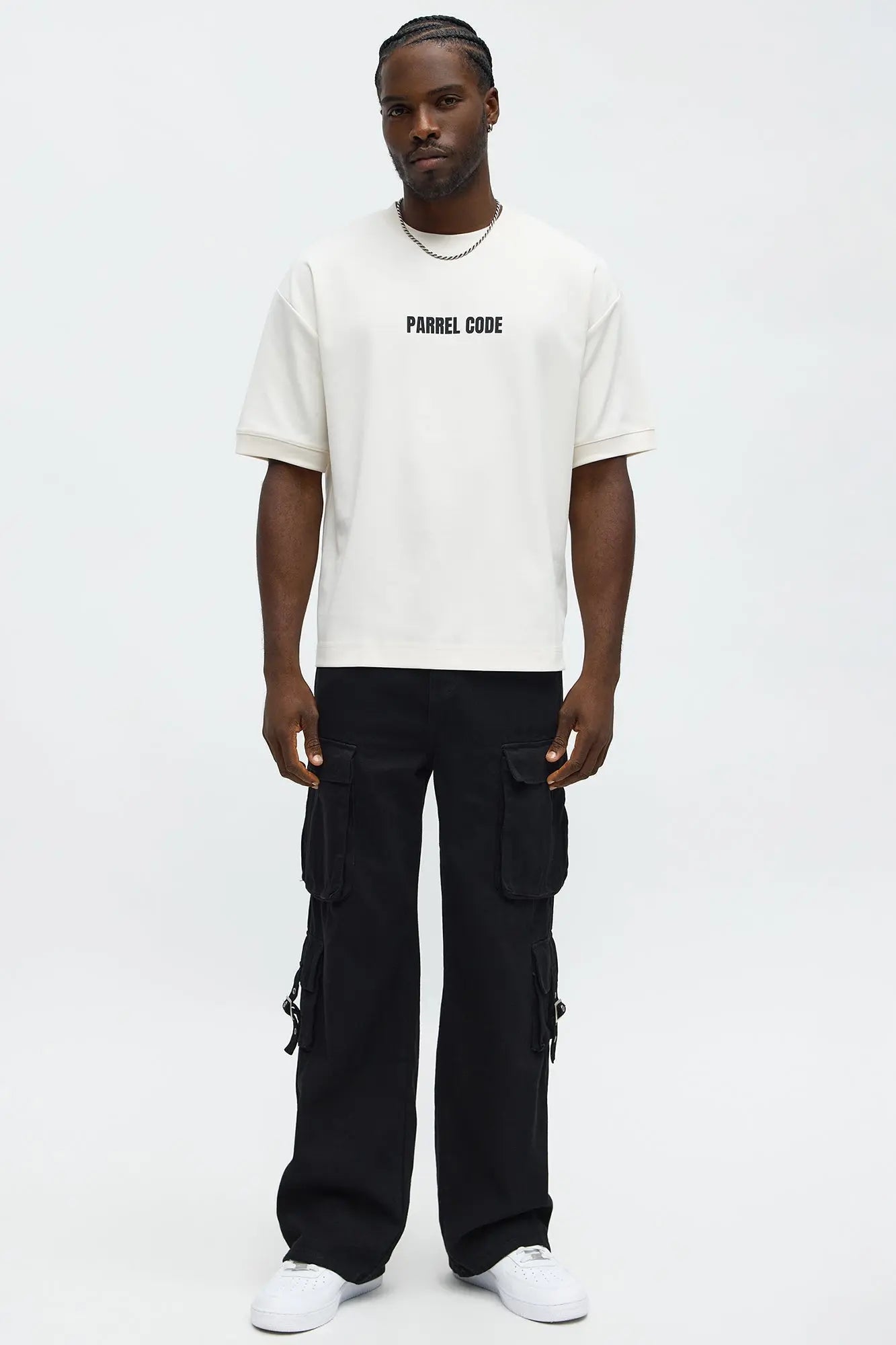 Cropped Parrel Code Everyday Tee - Off White