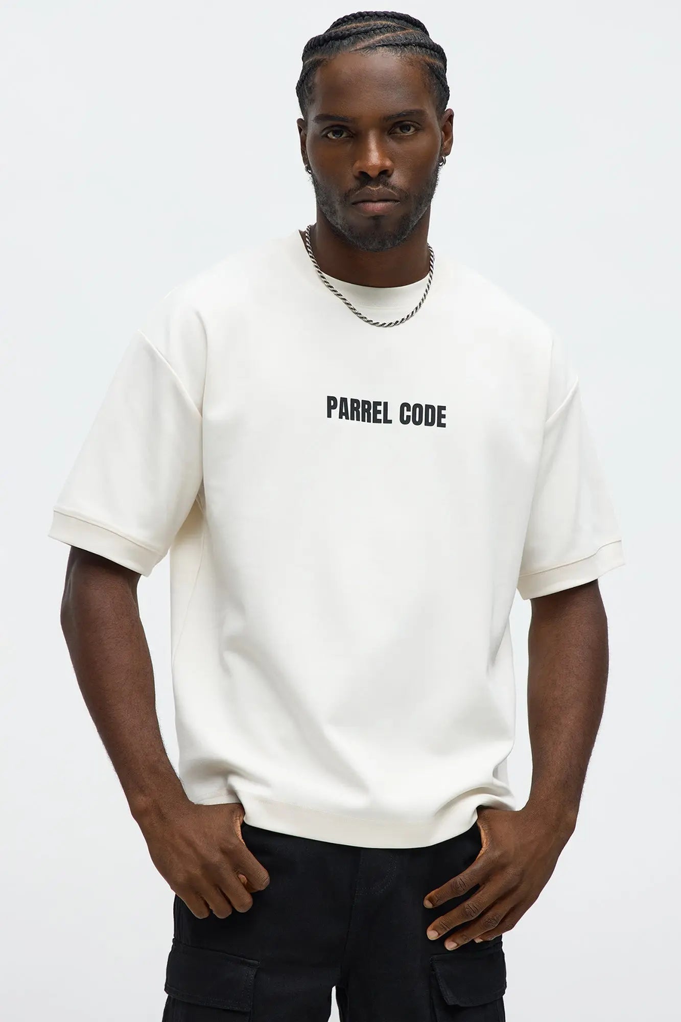 Cropped Parrel Code Everyday Tee - Off White