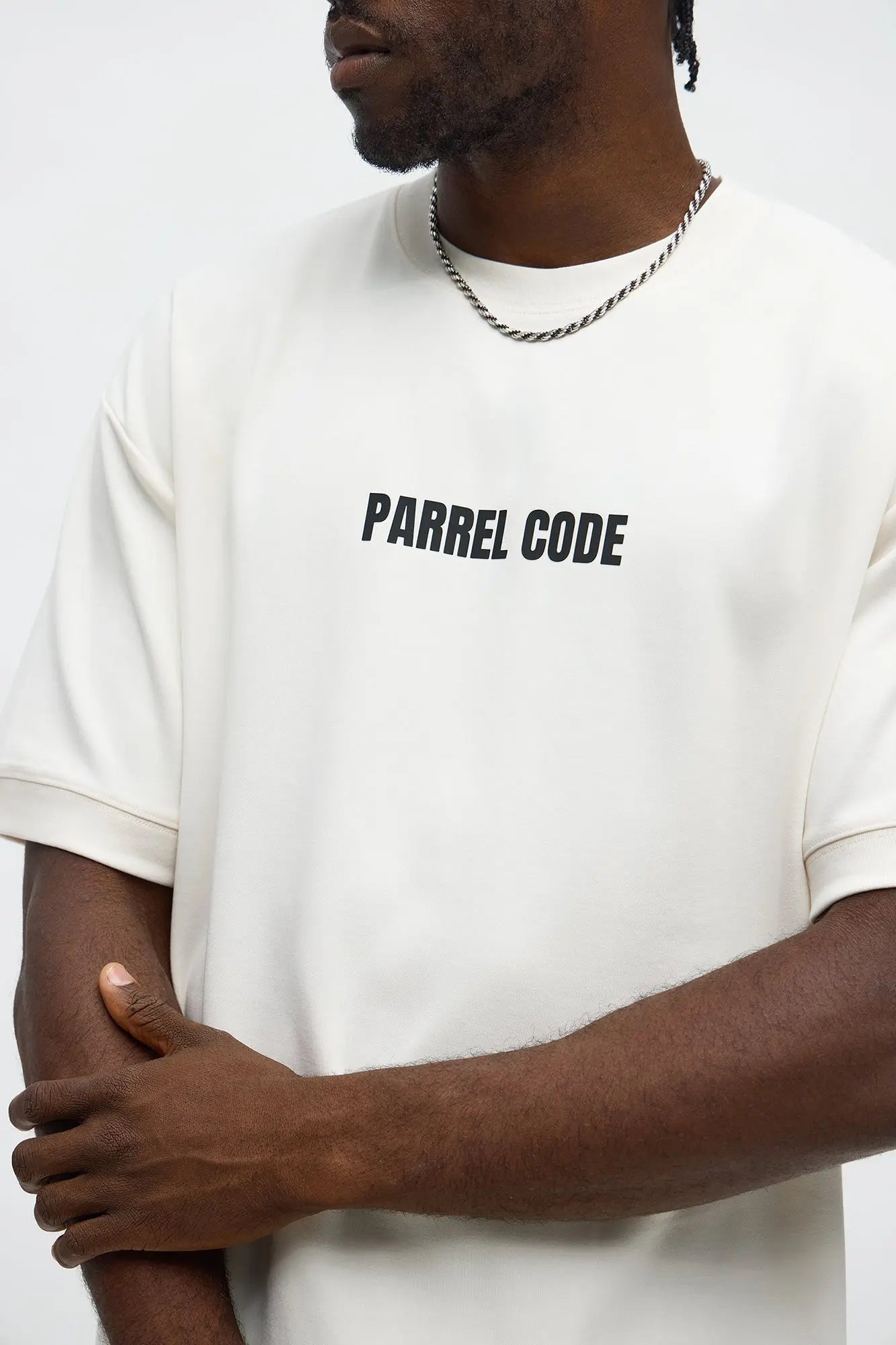 Cropped Parrel Code Everyday Tee - Off White