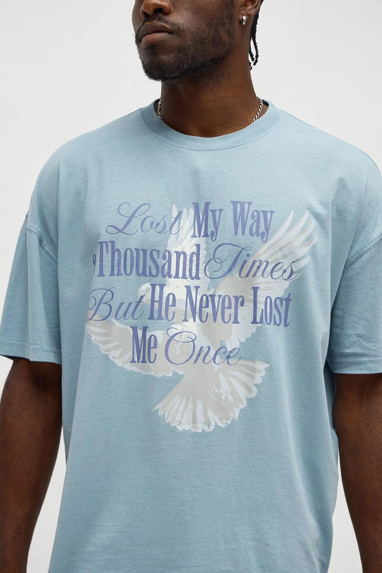 Lost My Way Oversized Short Sleeve Tee - Light Blue