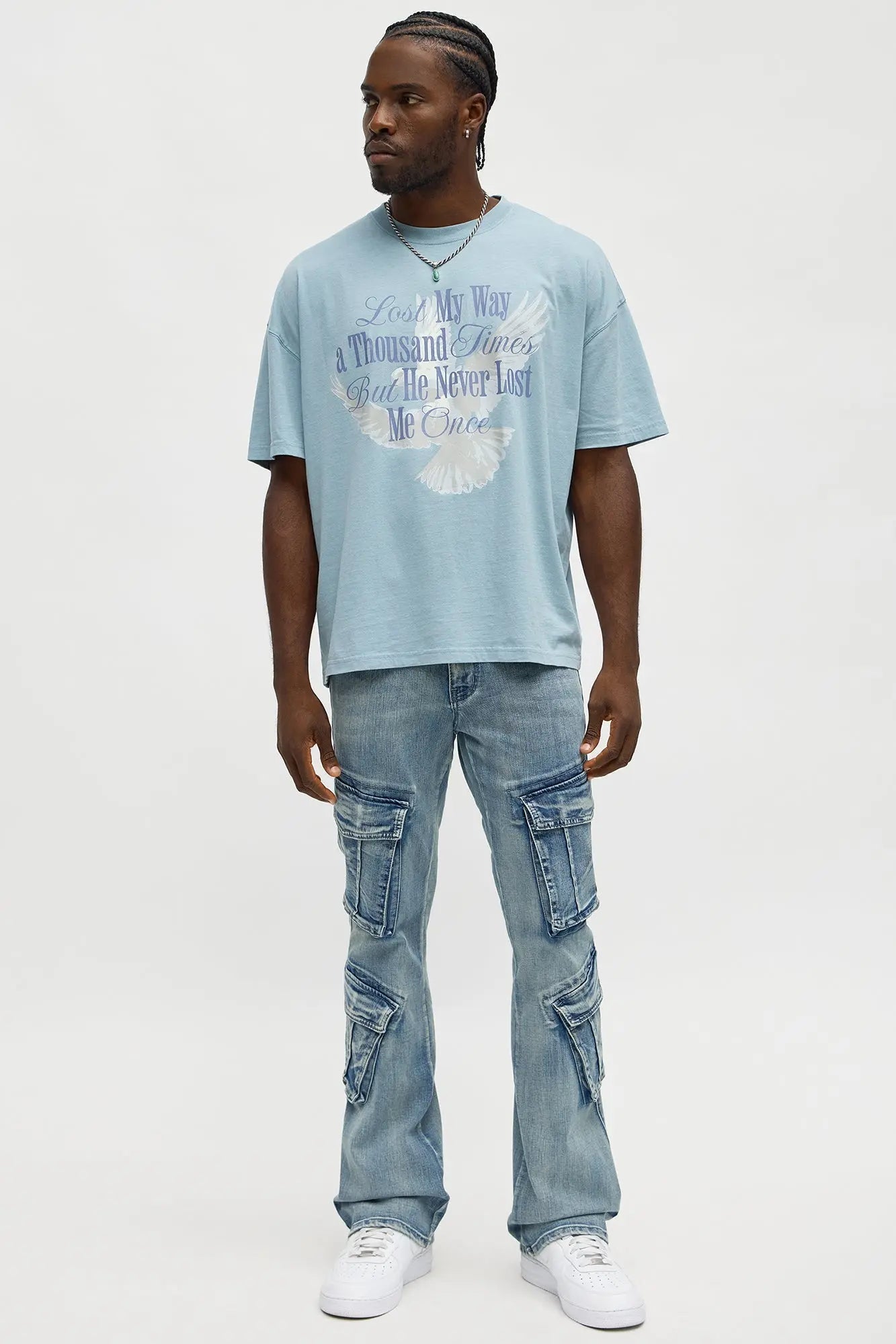 Lost My Way Oversized Short Sleeve Tee - Light Blue