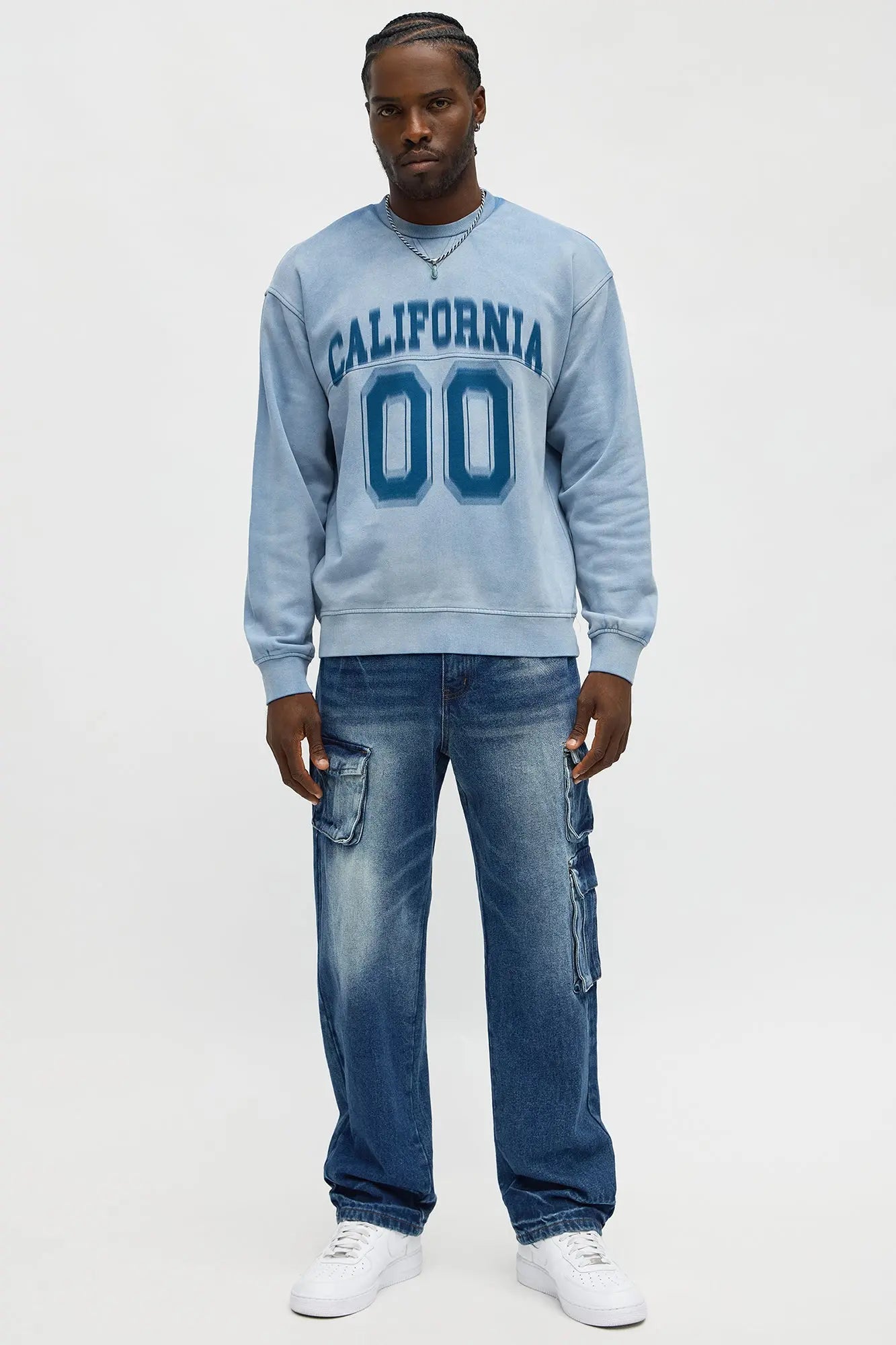 Relaxed Straight Binded Cargo Jean - Dark Wash