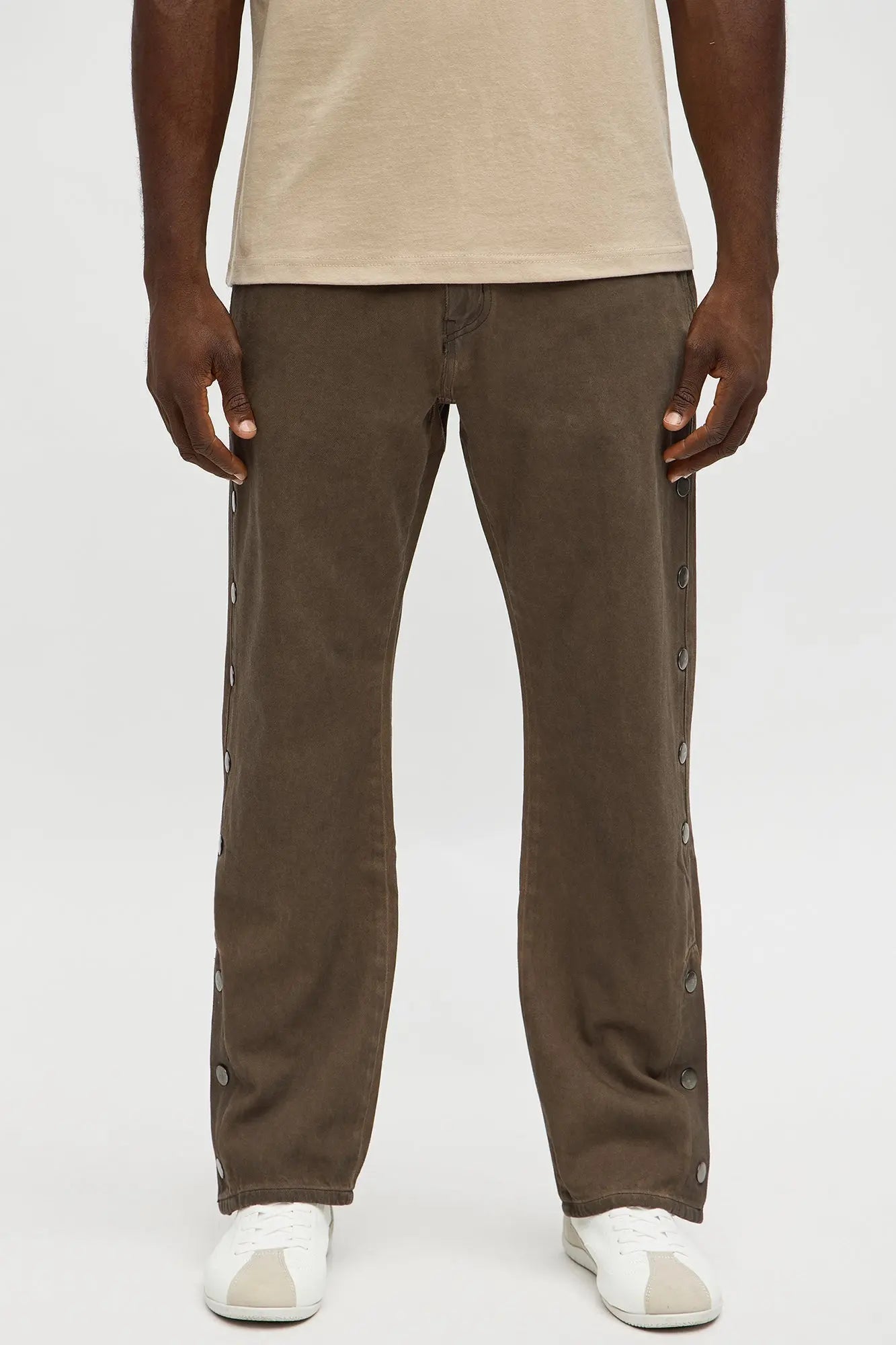 Straight About To Snap Button Down Pants - Brown
