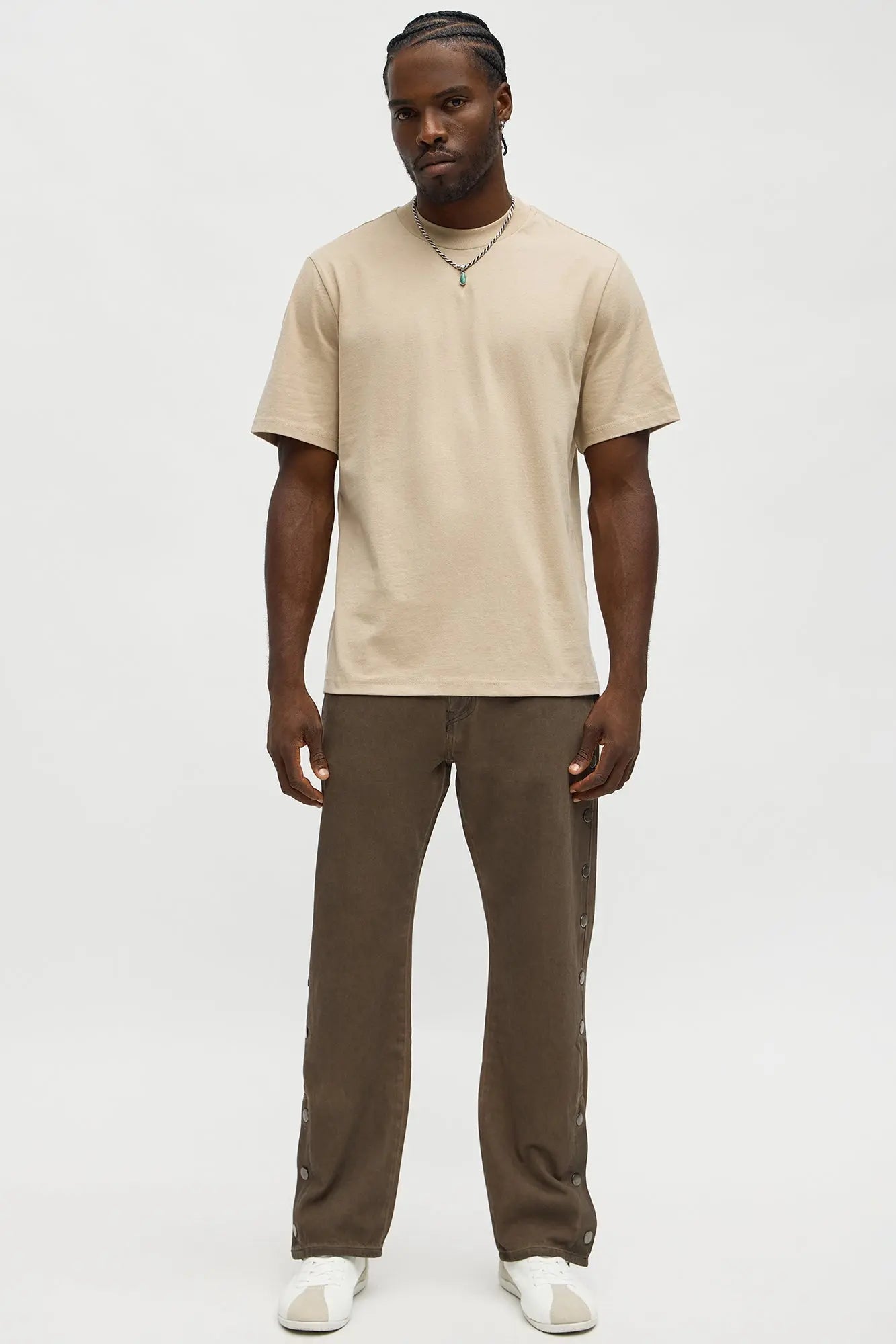 Straight About To Snap Button Down Pants - Brown