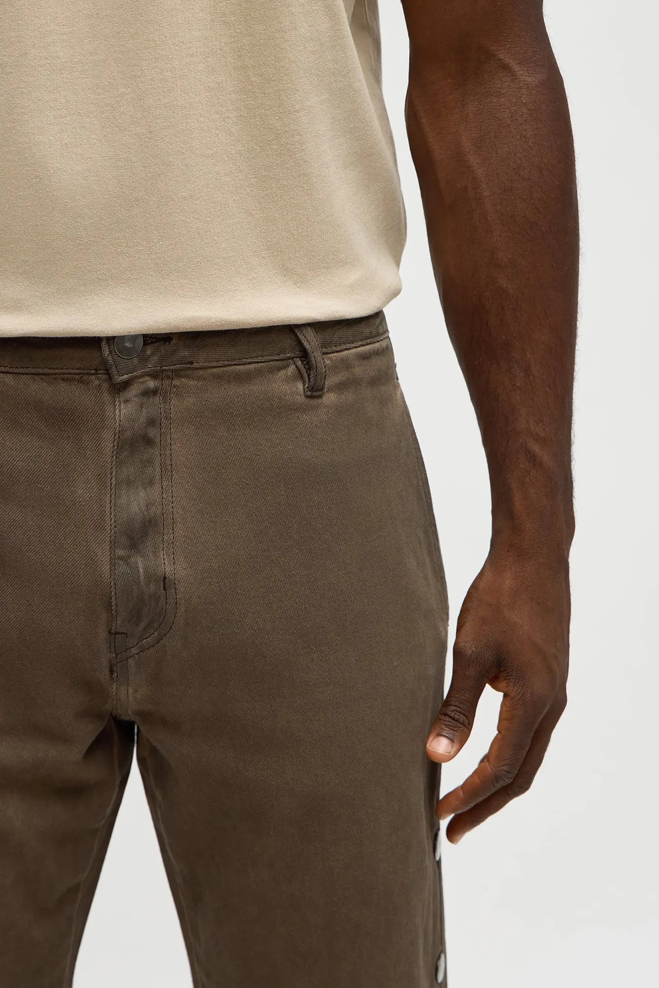 Straight About To Snap Button Down Pants - Brown