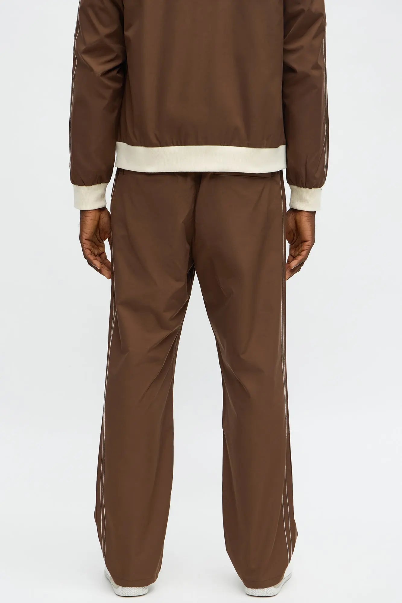 Straight Suit Up Contrast Tipped Pant - Brown