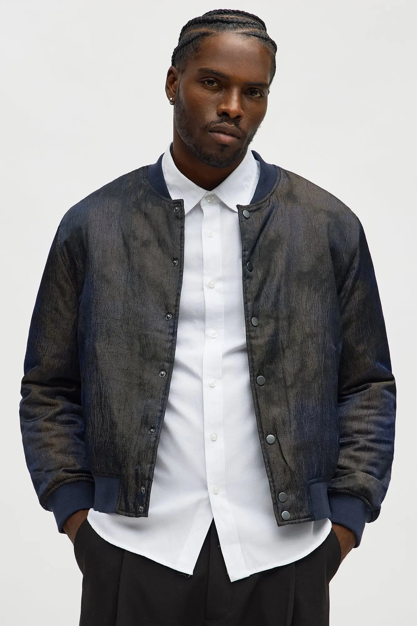In The Trenches Iridescent Bomber Jacket - Brown/combo