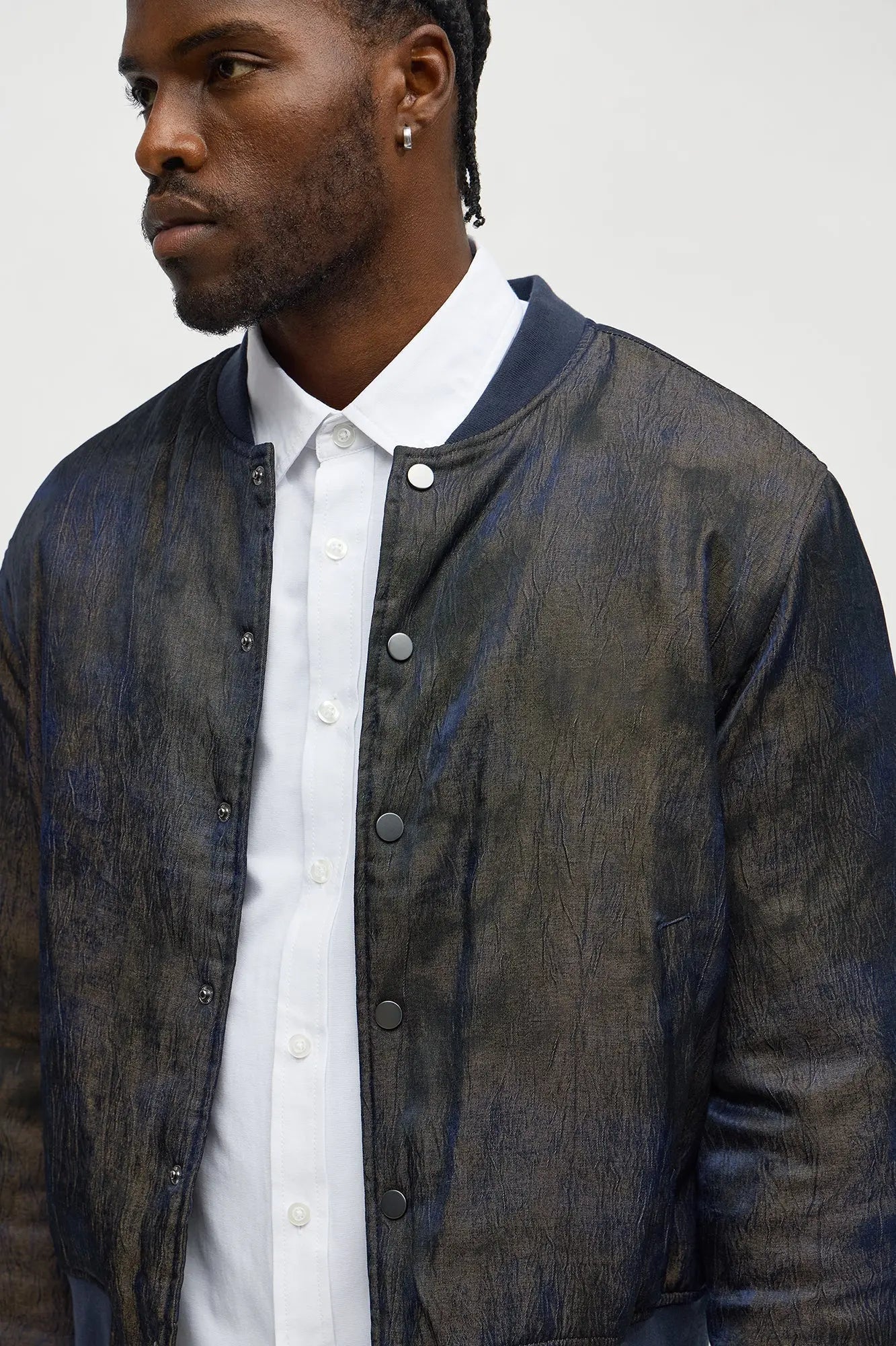 In The Trenches Iridescent Bomber Jacket - Brown/combo