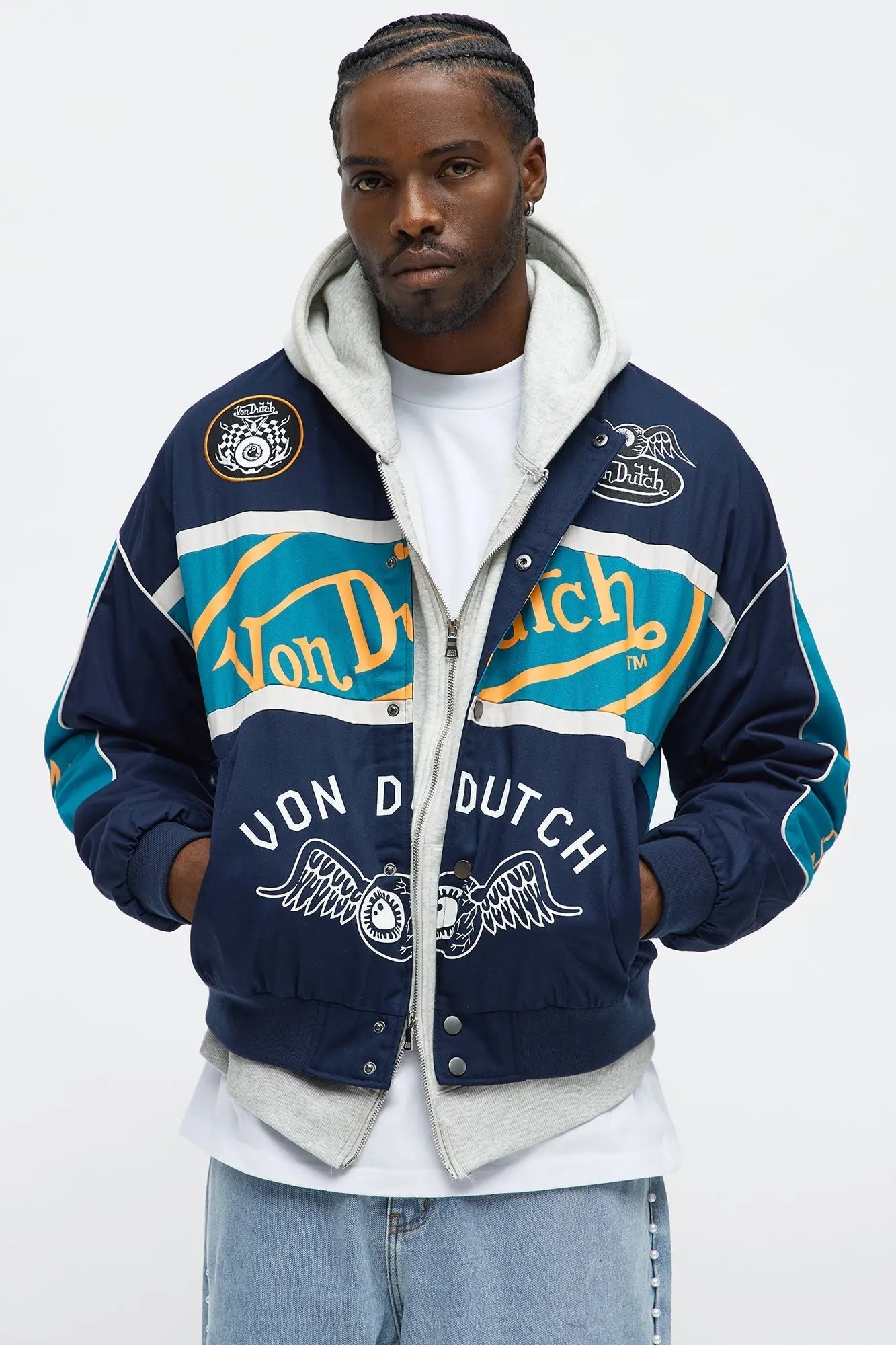 Von Dutch Around The Block Bomber Jacket - Blue/combo