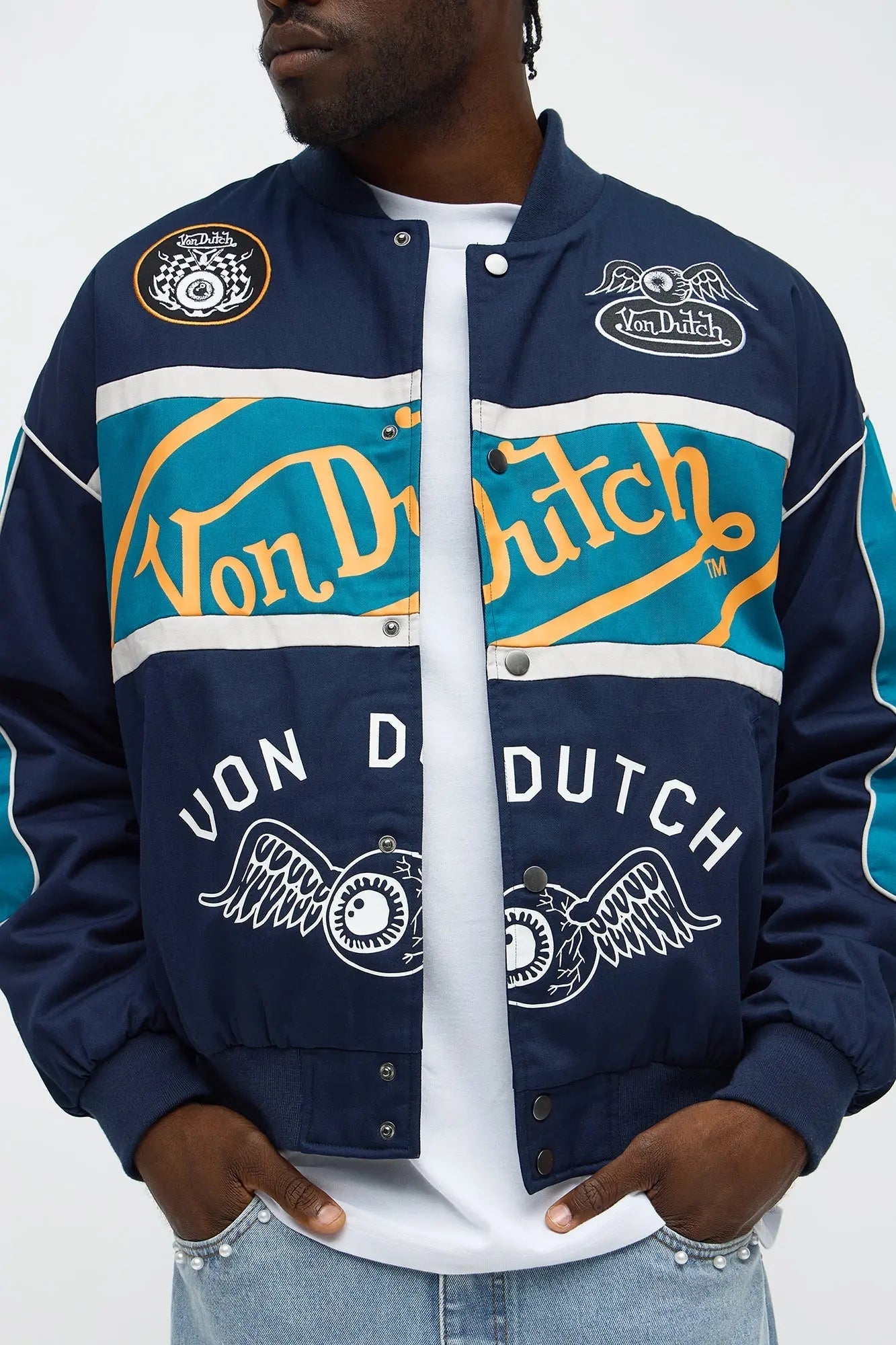 Von Dutch Around The Block Bomber Jacket - Blue/combo