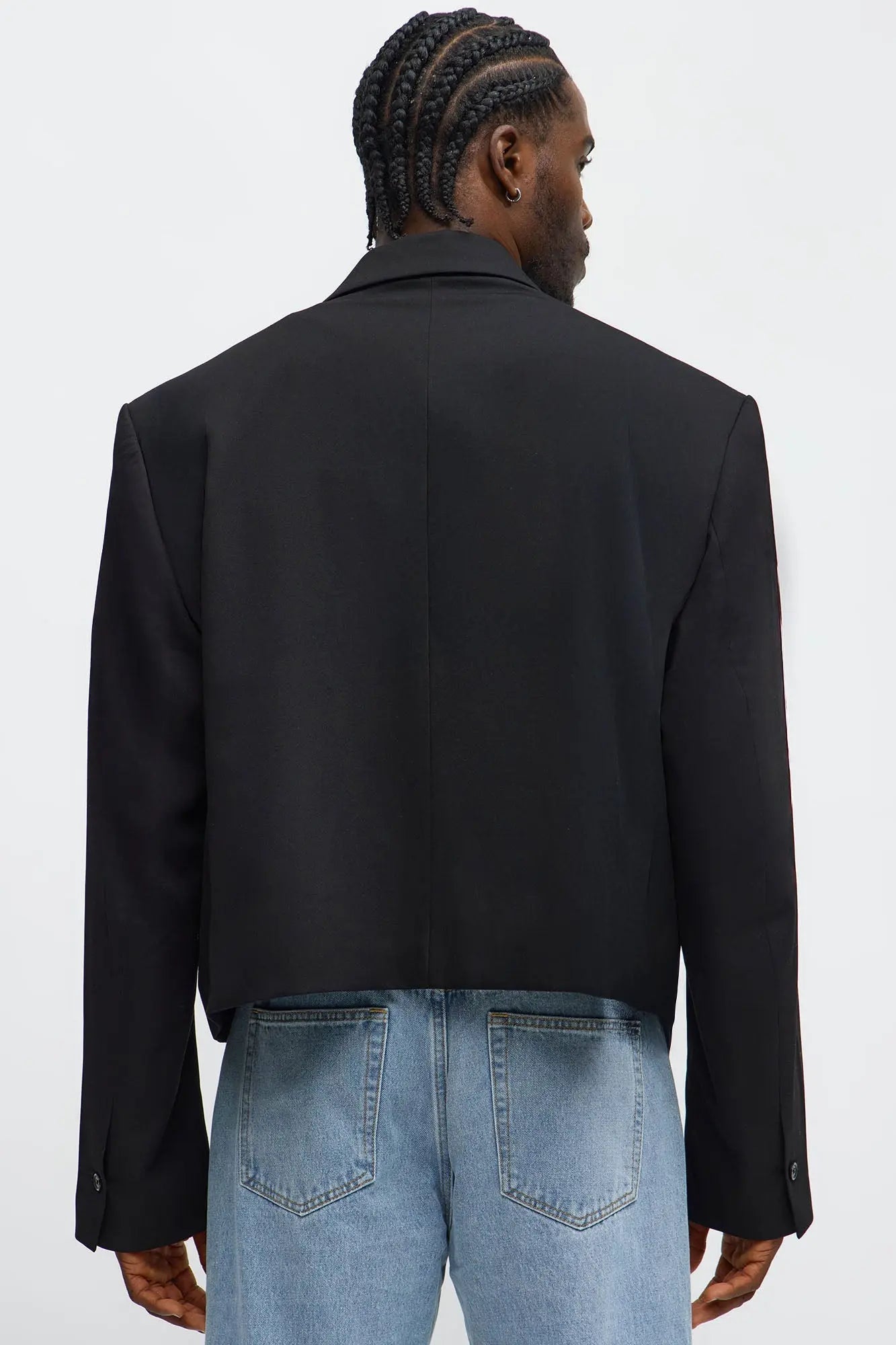 Gabardine Super Cropped Single Breaster Blazer - Black