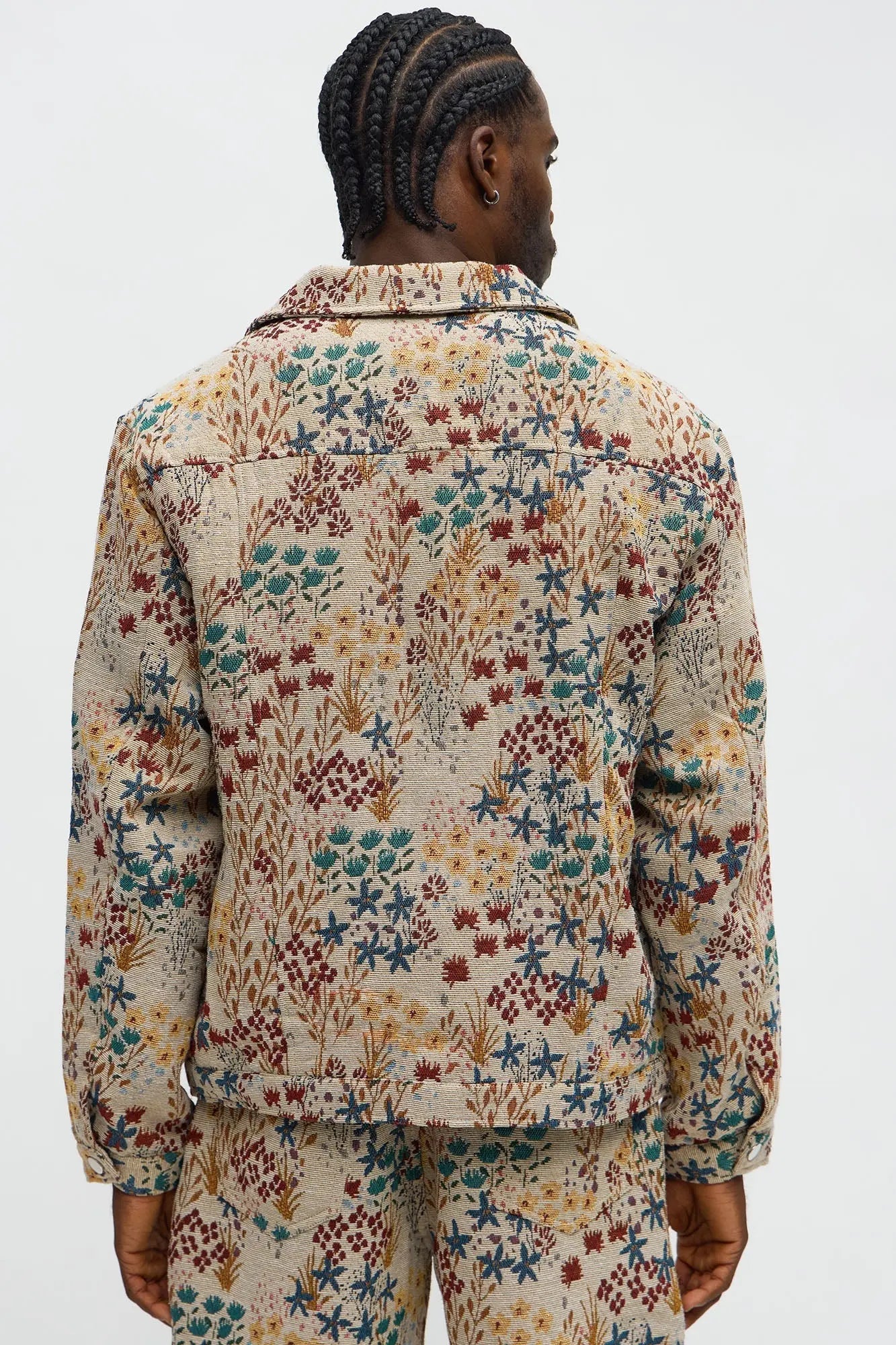 Garden Tapestry Trucker Jacket - Tan/Multi