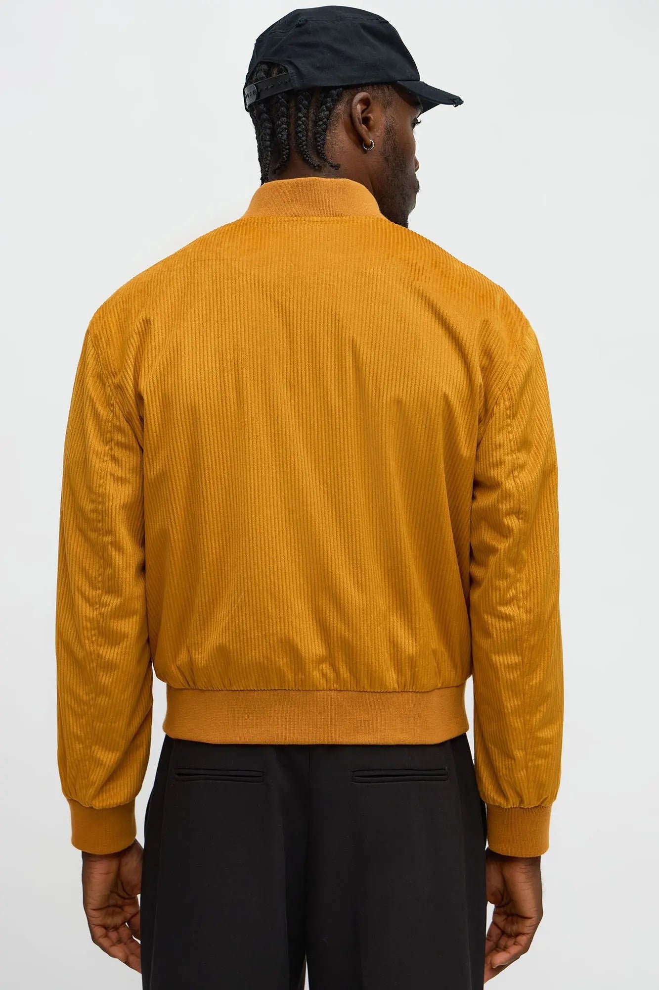 Relaxed Corduroy Rugged Bomber Jacket - Brown