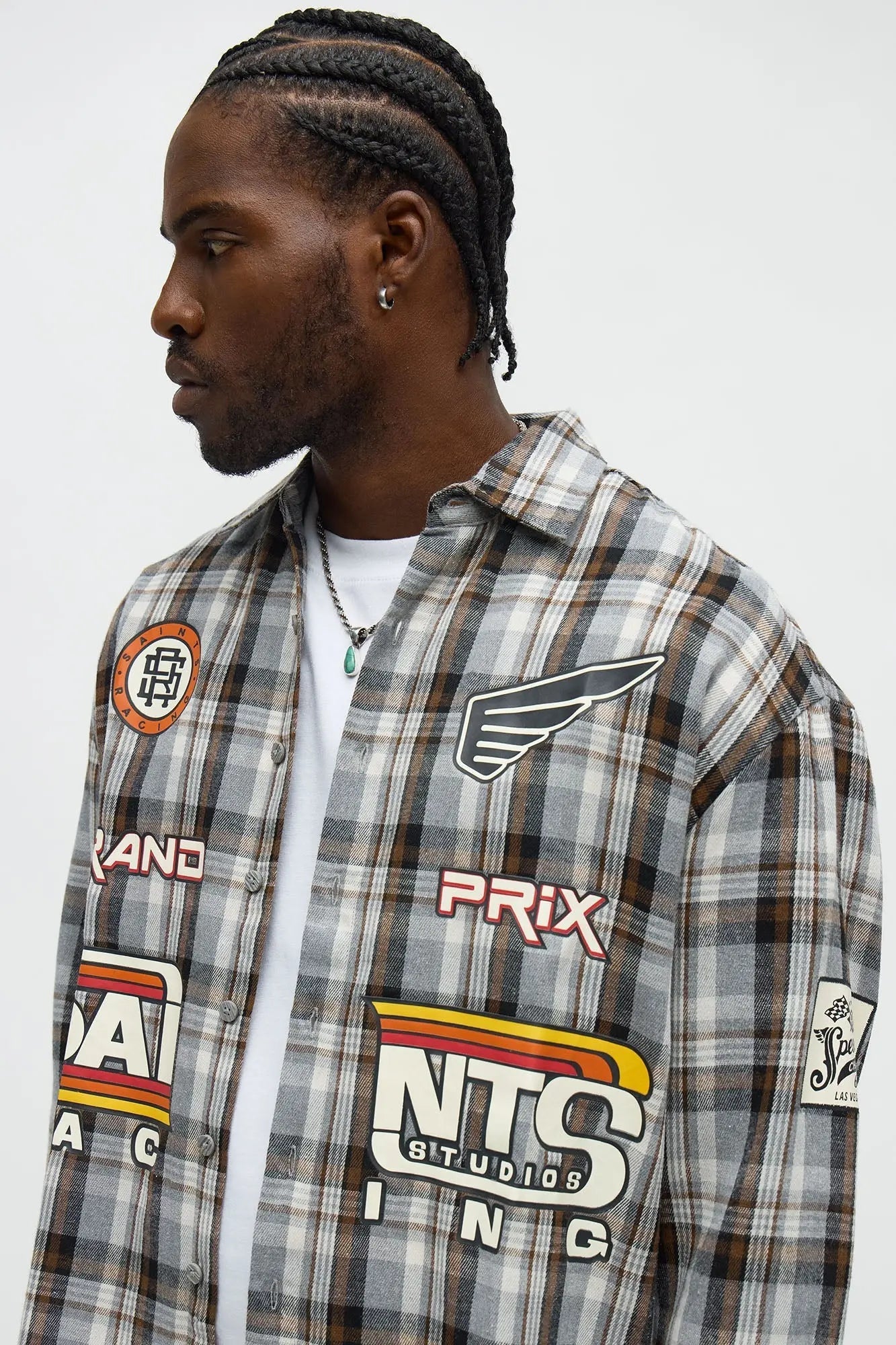 Saints Racing Printed Flannel - Taupe/combo